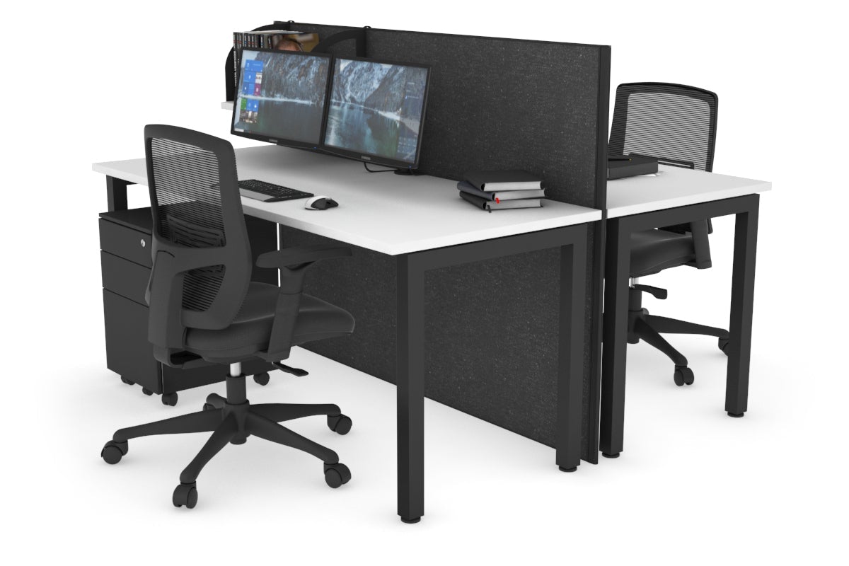 Horizon Quadro 2-Person Office Workstation Bench with Square Legs - 1400L x 700W Dimensions - Perfect for Collaborative Workspaces, Home Offices & Conference Rooms