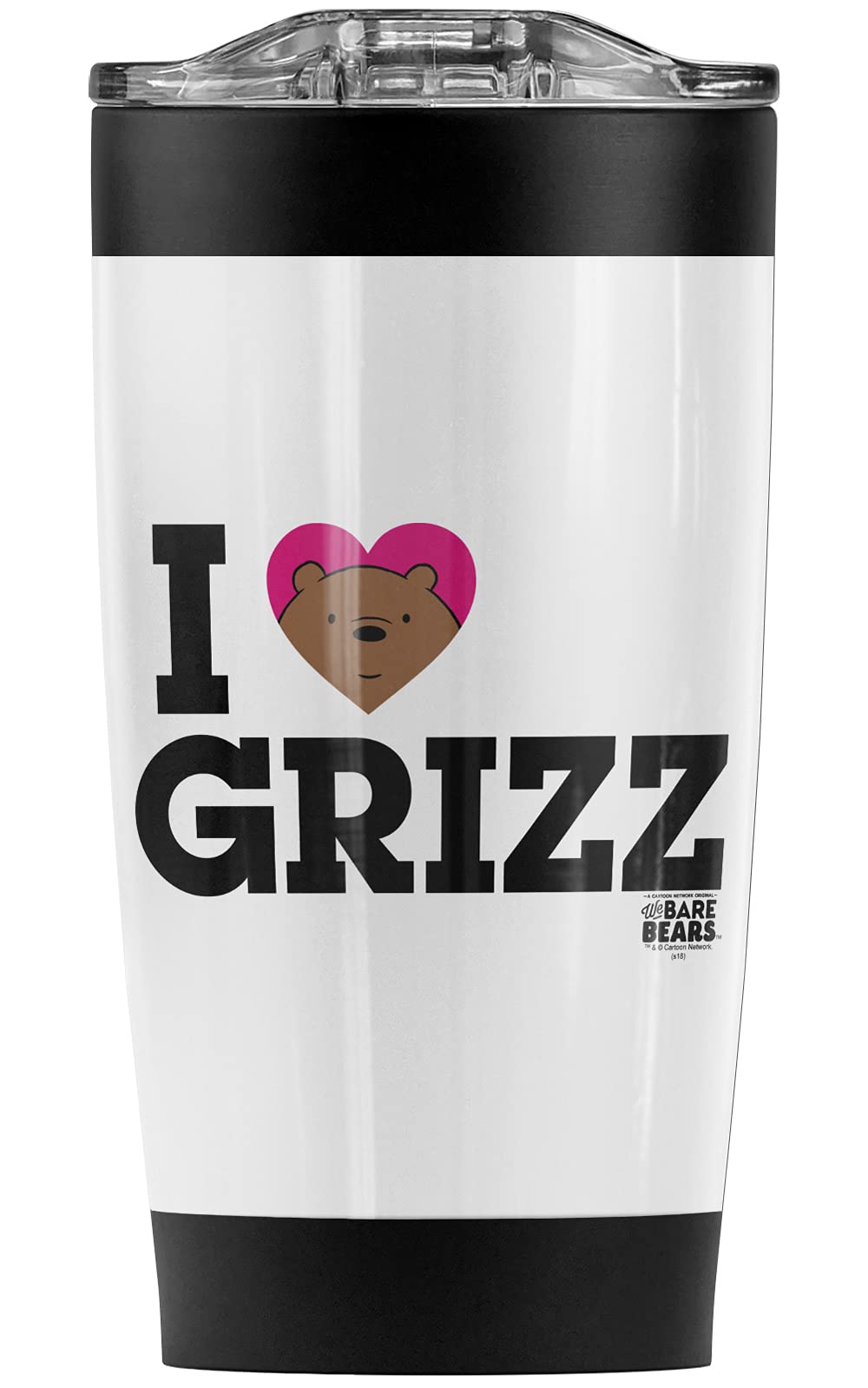We Bare Bears Heart Grizz 20oz Stainless Steel Tumbler - Vacuum Insulated Travel Mug with Leakproof Sliding Lid | Double Wall Insulation for Hot & Cold Drinks | Perfect for Coffee, Tea, Iced Beverages at Home, Office or Outdoor Adventures