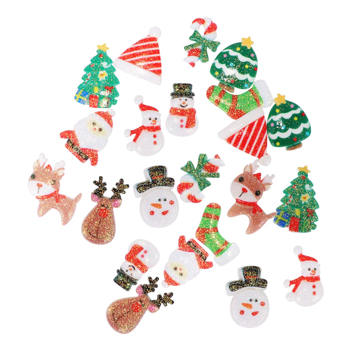 iFundom 22-Piece Christmas Resin Flatback Decorations - Glitter Phone Case Accessories, Scrapbooking Embellishments for DIY Crafts (Mixed Colors) - Perfect for Holiday Phone Customization, Christmas Scrapbooking & Festive DIY Projects