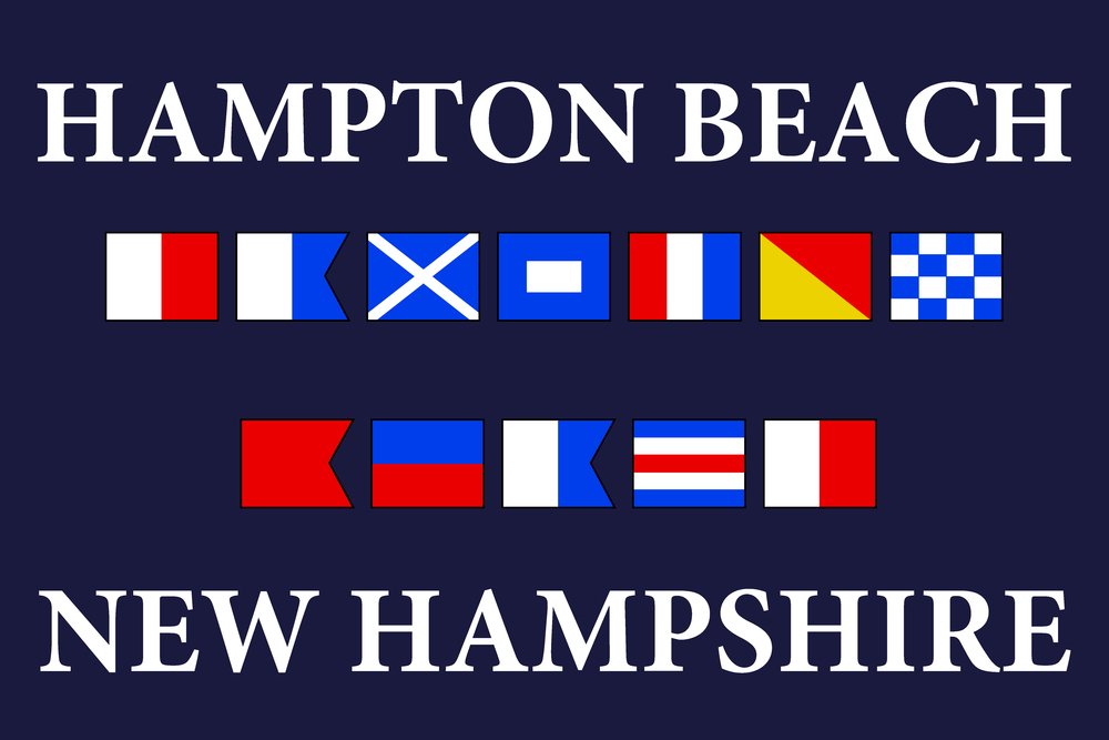Nautical Flags Metal Wall Art - 16x24 Gallery Quality Aluminum Decor for Hampton Beach, New Hampshire - Perfect for Coastal, Beach House & Nautical Theme Decorations