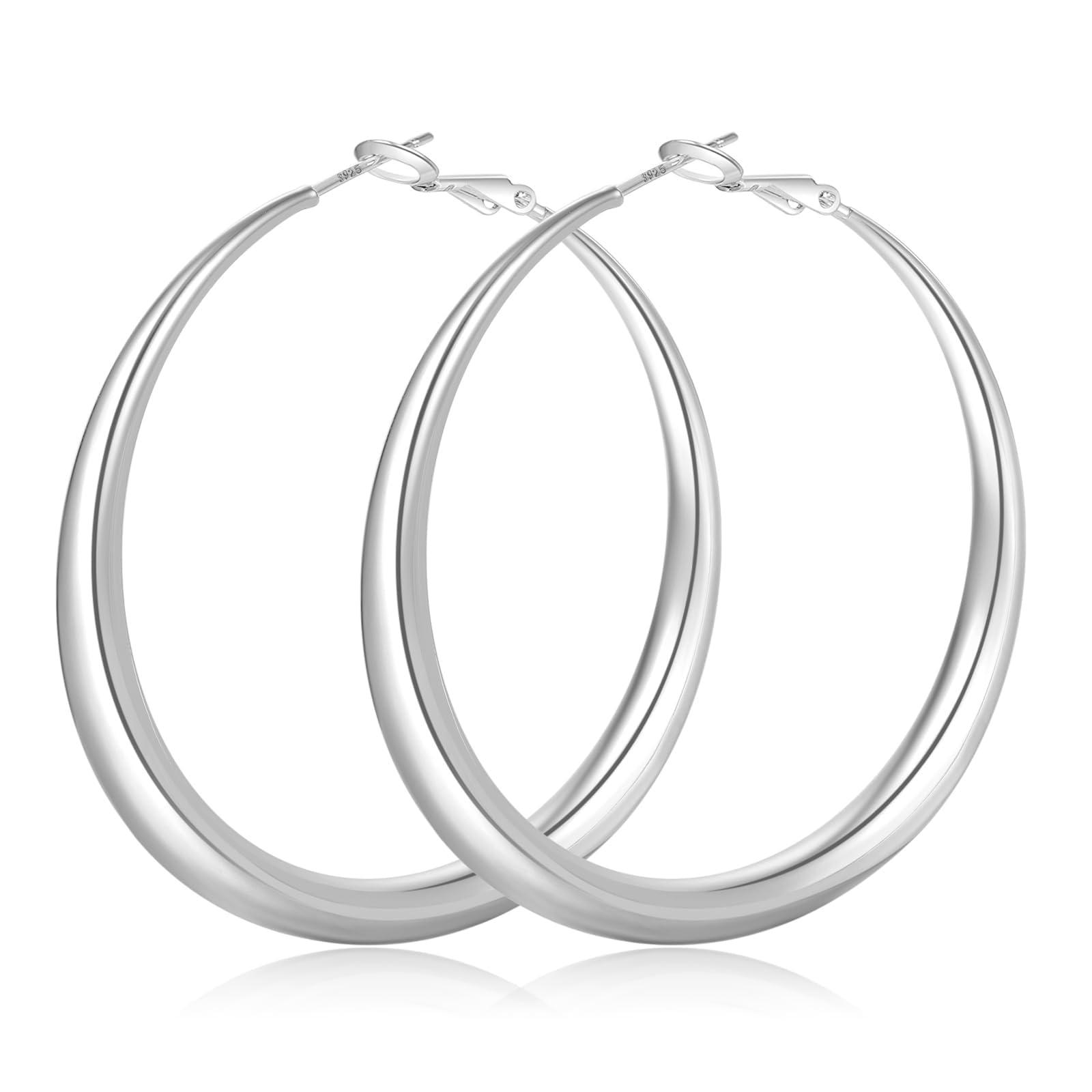HEEYA S925 Sterling Silver Hoop Earrings for Women - Large 30/40/50mm Lightweight Hypoallergenic Hoops - Gold/Silver Thick Hoop Earrings Set for Girls & Women | Perfect for Everyday Wear, Parties & Gifts