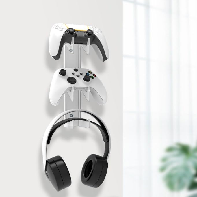 Universal 3-Layer Acrylic Headphone Stand Holder - Wall Mount Gaming Headset Display Organizer with Screws for All Headphones | Perfect for Gaming Setup, Office & Home Organization