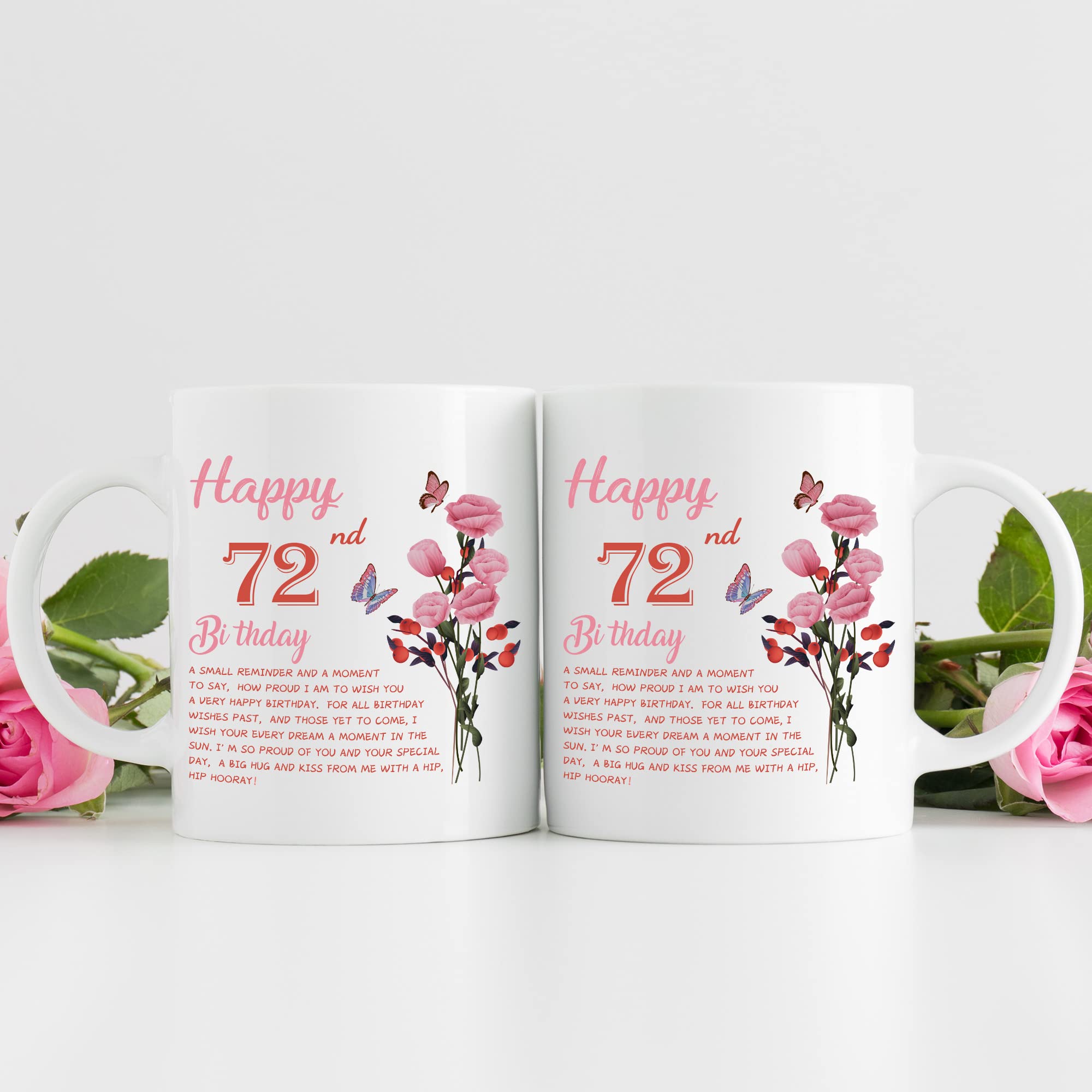 72nd Birthday Gifts for Women - Happy 72nd Birthday Coffee Mug for Grandma, Mom, Friend, Sister, Aunt & Coworker - 11oz Ceramic Tea Cup - Perfect for Birthday Celebrations, Office Use & Thoughtful Surprises