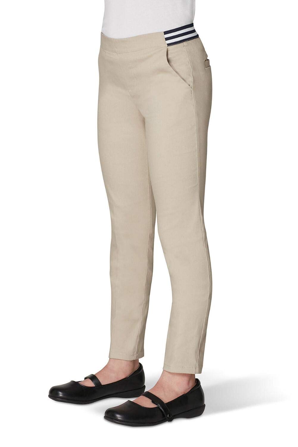 French Toast Girls Pull-On Skinny Fit Stretch Pants with Elastic Waist & Pockets - Comfortable School Uniform Pants for Kids - Perfect for School, Playdates & Everyday Wear