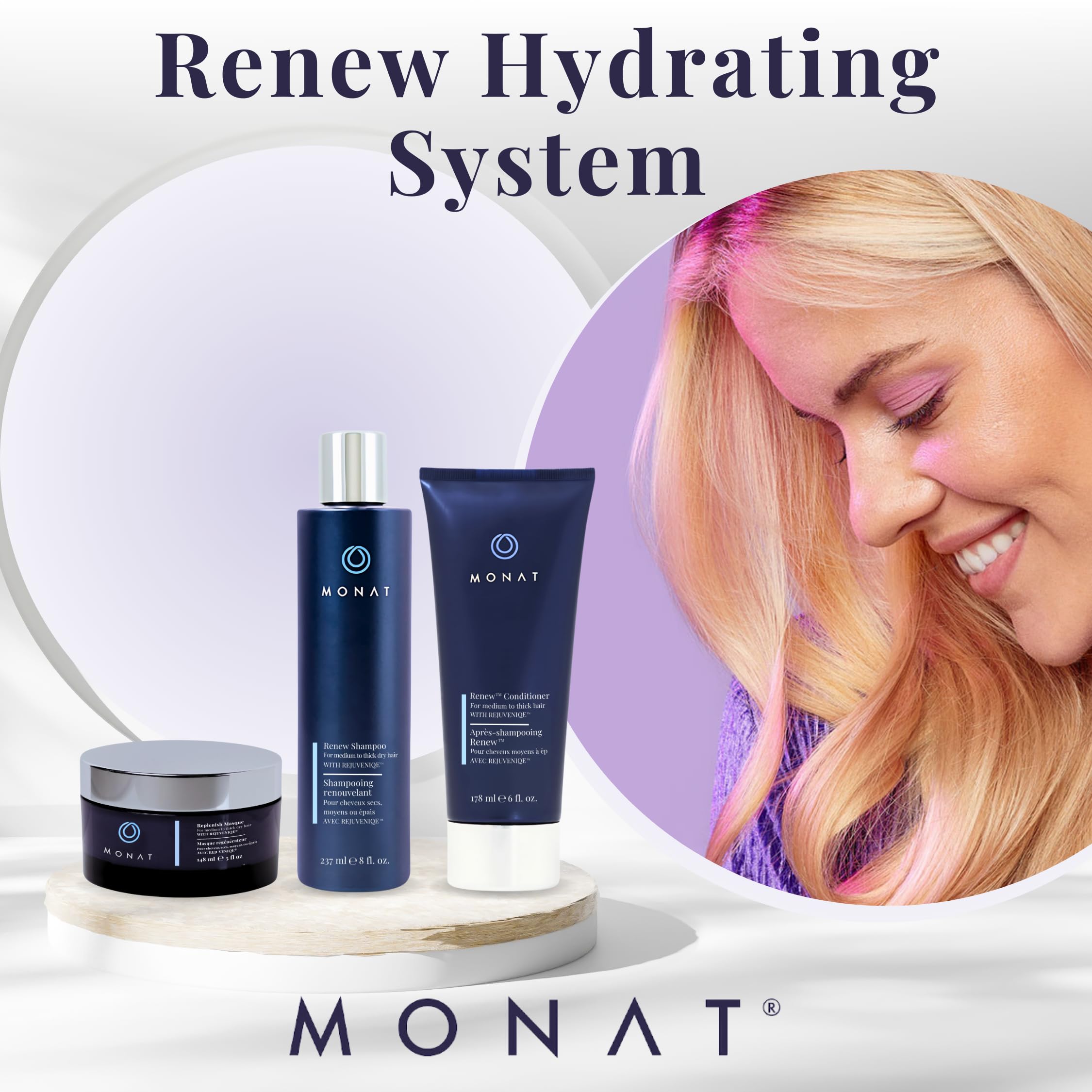 Renew™ Hydrating Hair Care System - Moisturizing Shampoo, Conditioner & Hair Mask Set for Dry, Damaged Hair (8oz+6oz+5oz) | Repair & Nourish Brittle Hair | Perfect for Daily Use & Post-Color Treatment Care