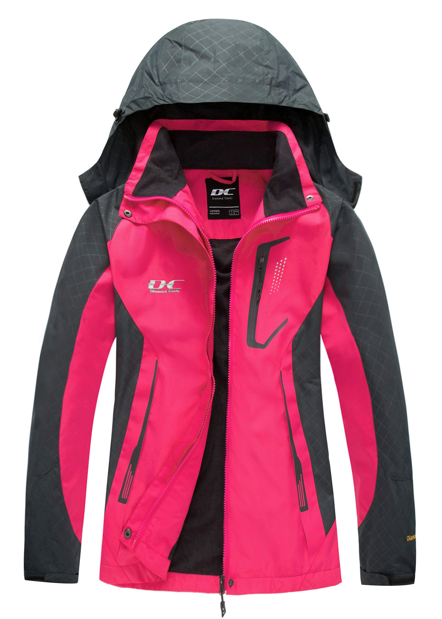 Women's Waterproof Rain Jacket with Hood - Lightweight Diamond Candy Outdoor Raincoat for Hiking, Camping & Travel | Windproof & Breathable