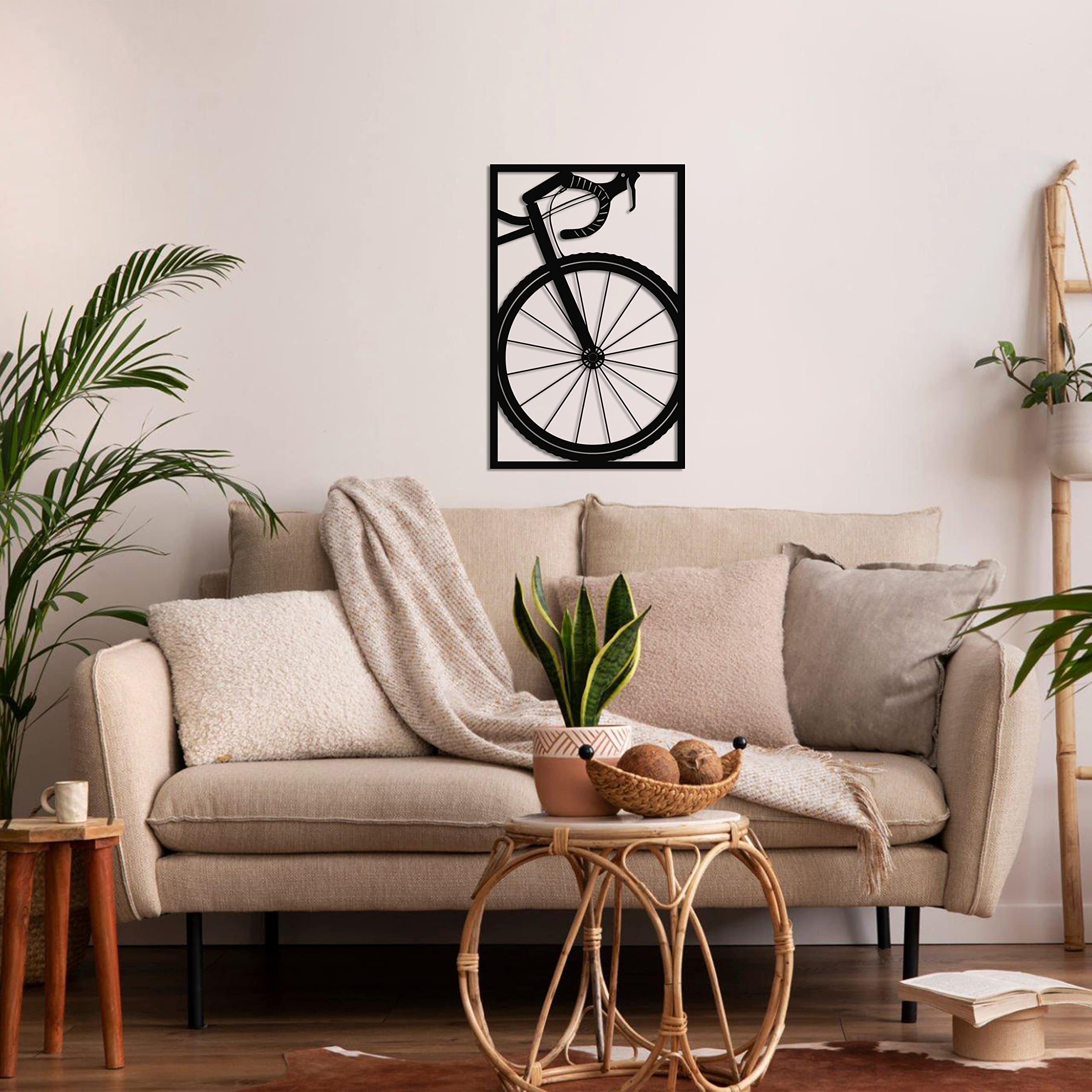DEKADRON Metal Wall Art - Handcrafted Bicycle Wall Decor for Living Room, Bedroom & Office - Modern Bike Art Metal Sign (28