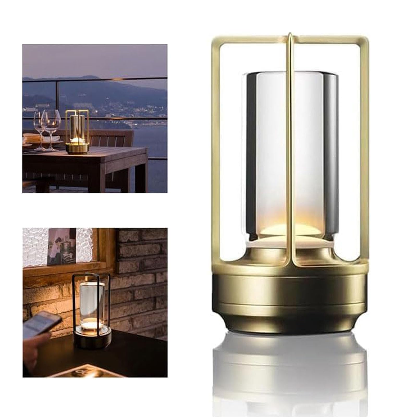 Lumisom Crystal Lantern Lamp - Touch Control Cordless LED Table Lamp with Metal Base, Nightstand Light for Bedroom Decor (Gold) | Perfect for Romantic Ambiance, Wedding Centerpiece & Cozy Home Lighting
