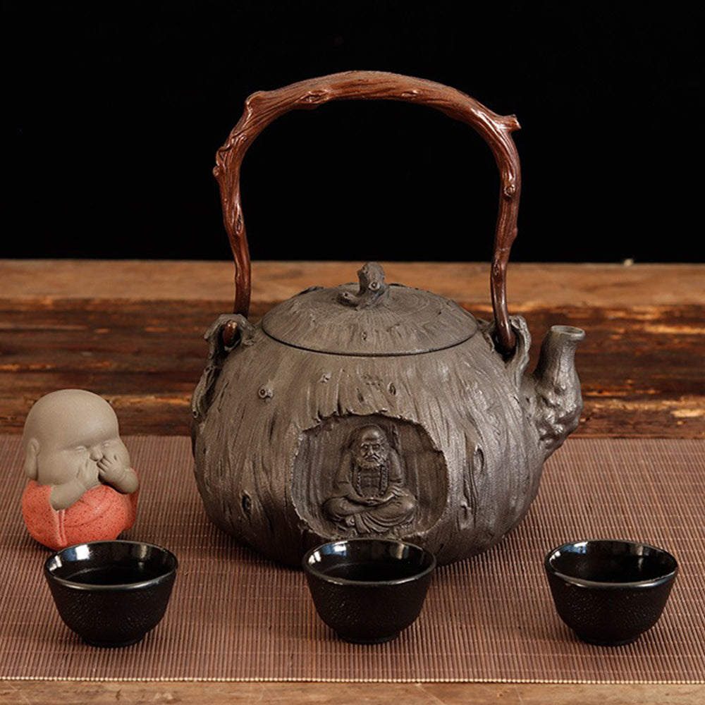 Zen Bodhidharma Cast Iron Teapot - Japanese Tetsubin Iron Teapot for Tea Brewing, Perfect for Loose Leaf Tea, Matcha & Herbal Tea - Ideal for Home, Office & Tea Ceremonies