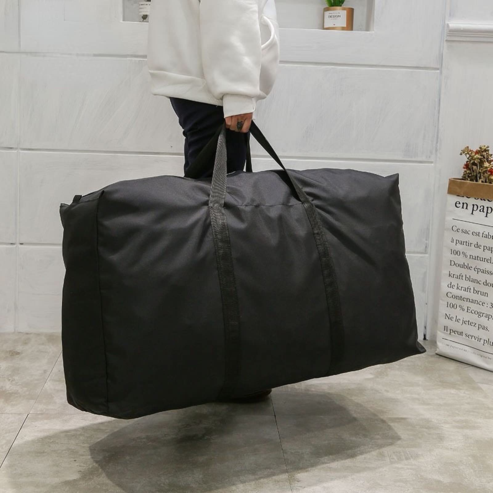 Unisex Large Capacity Folding Duffle Bag for Travel, Gym & Weekend Getaways - Waterproof Oxford Fabric Storage Bag with Carry Handle - Perfect for Sports, Camping & Moving Luggage
