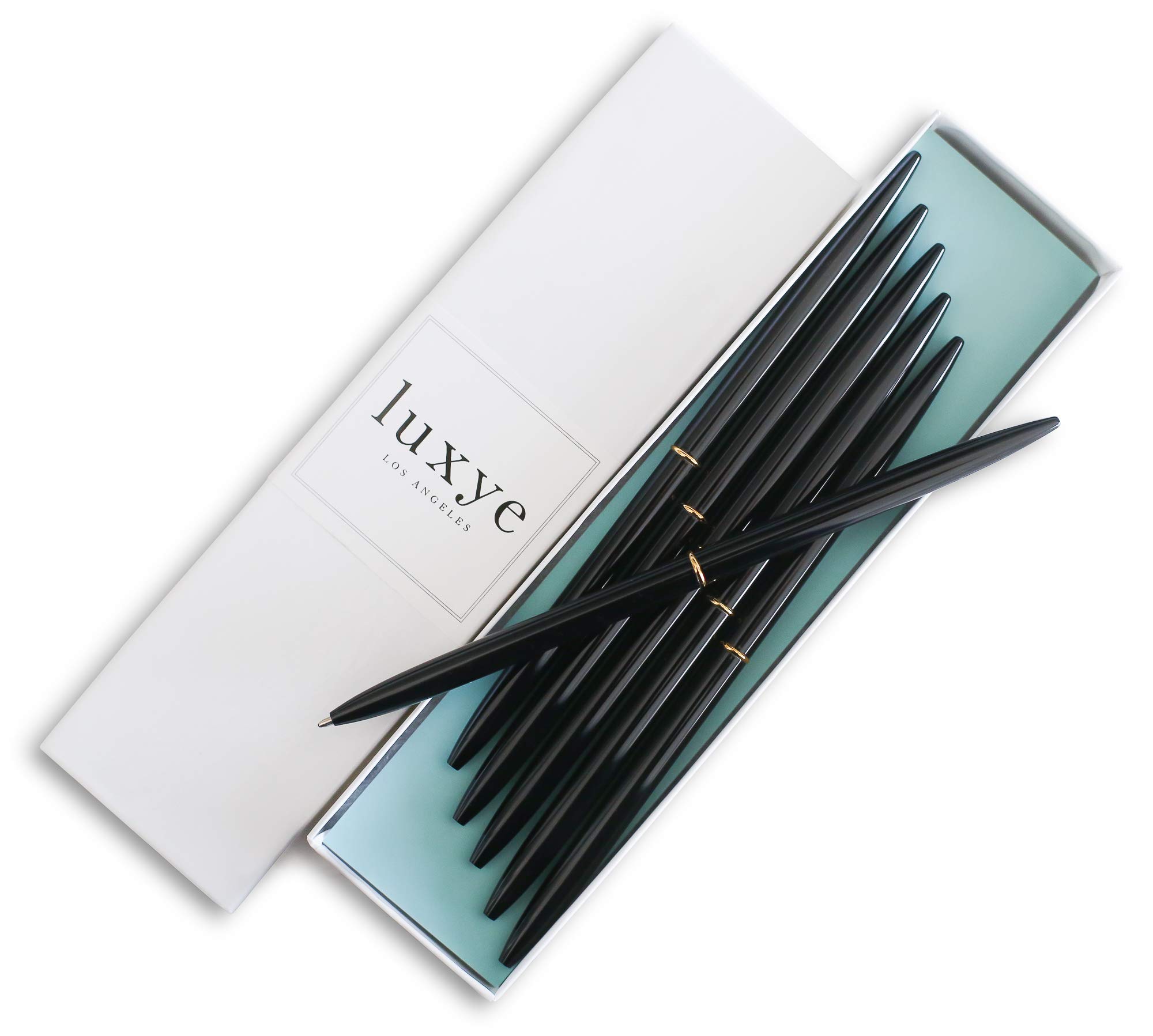Luxury Gold Ballpoint Pens Set of 6 - Premium Glossy White Gift Box - Elegant Office Supplies for Women - Professional Thank You Gift Idea (Black Ink) - Perfect for Corporate Gifts, Graduation Presents & Executive Writing Needs