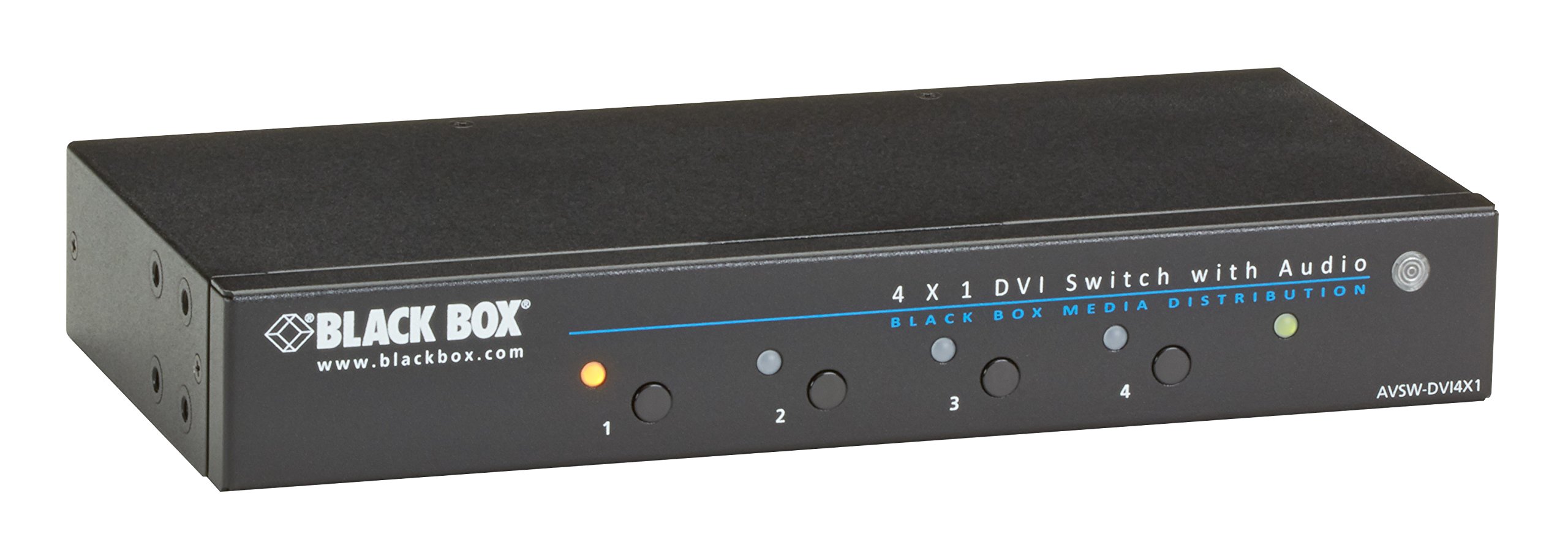 4x1 DVI Switch with Audio - Black Box for Multi-Monitor Setup | Perfect for Home Office, Gaming & Conference Rooms