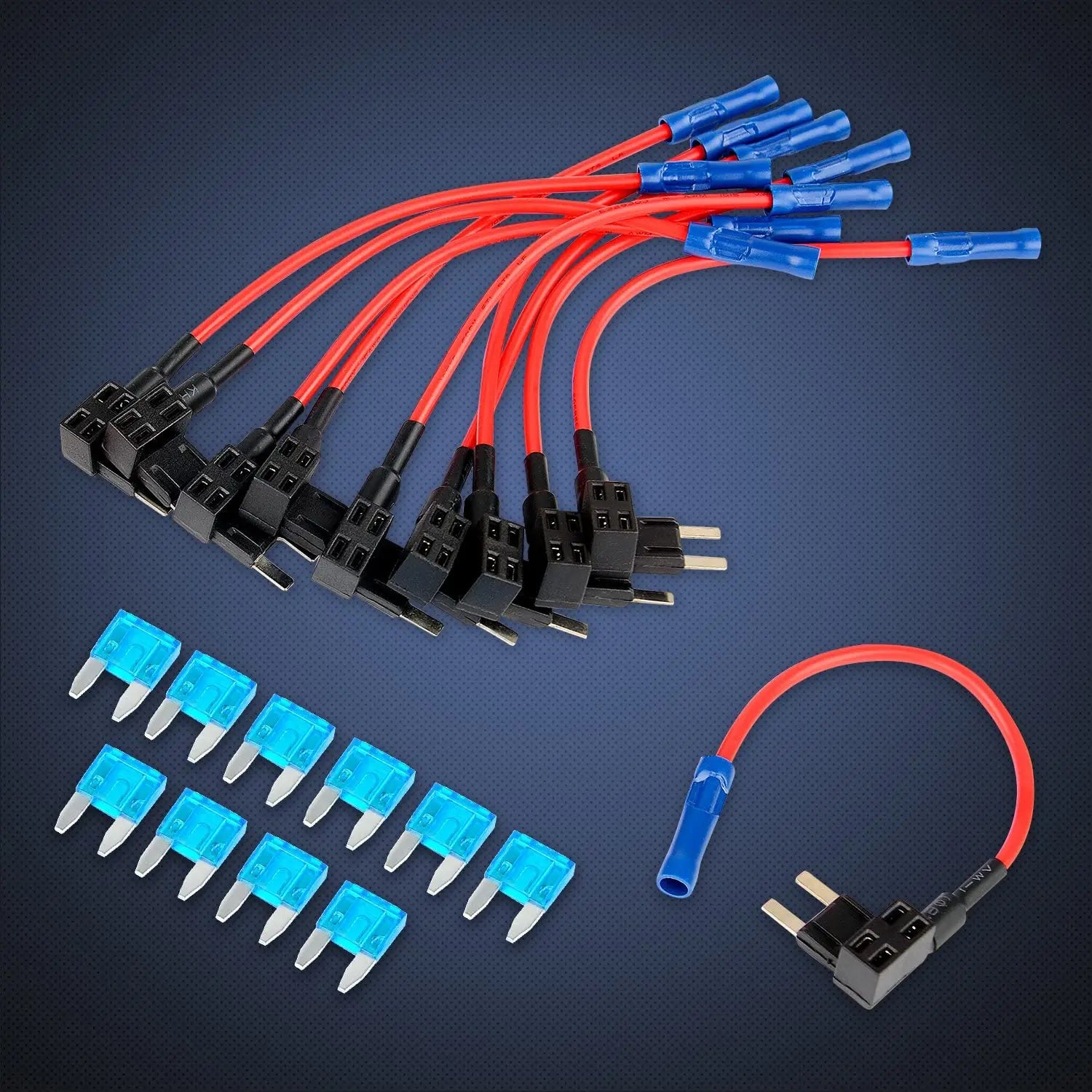Nilight 10 Pack 12V Car Add-A-Circuit Fuse Tap Adapter Mini ATM APM Blade Fuse Holder with 120 Pcs Mini Blade Fuse Assortment Kit (5/7.5/10/15/20/25/30 AMP) - Compatible with Cars, Trucks, Boats - 2 Year Warranty - Perfect for Automotive Electrical Upgrades & DIY Repairs