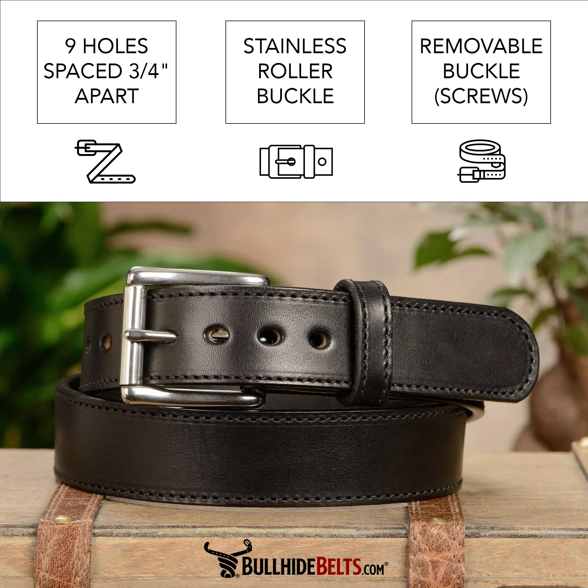 Bullhide Genuine Leather Belt for Men - 1.50