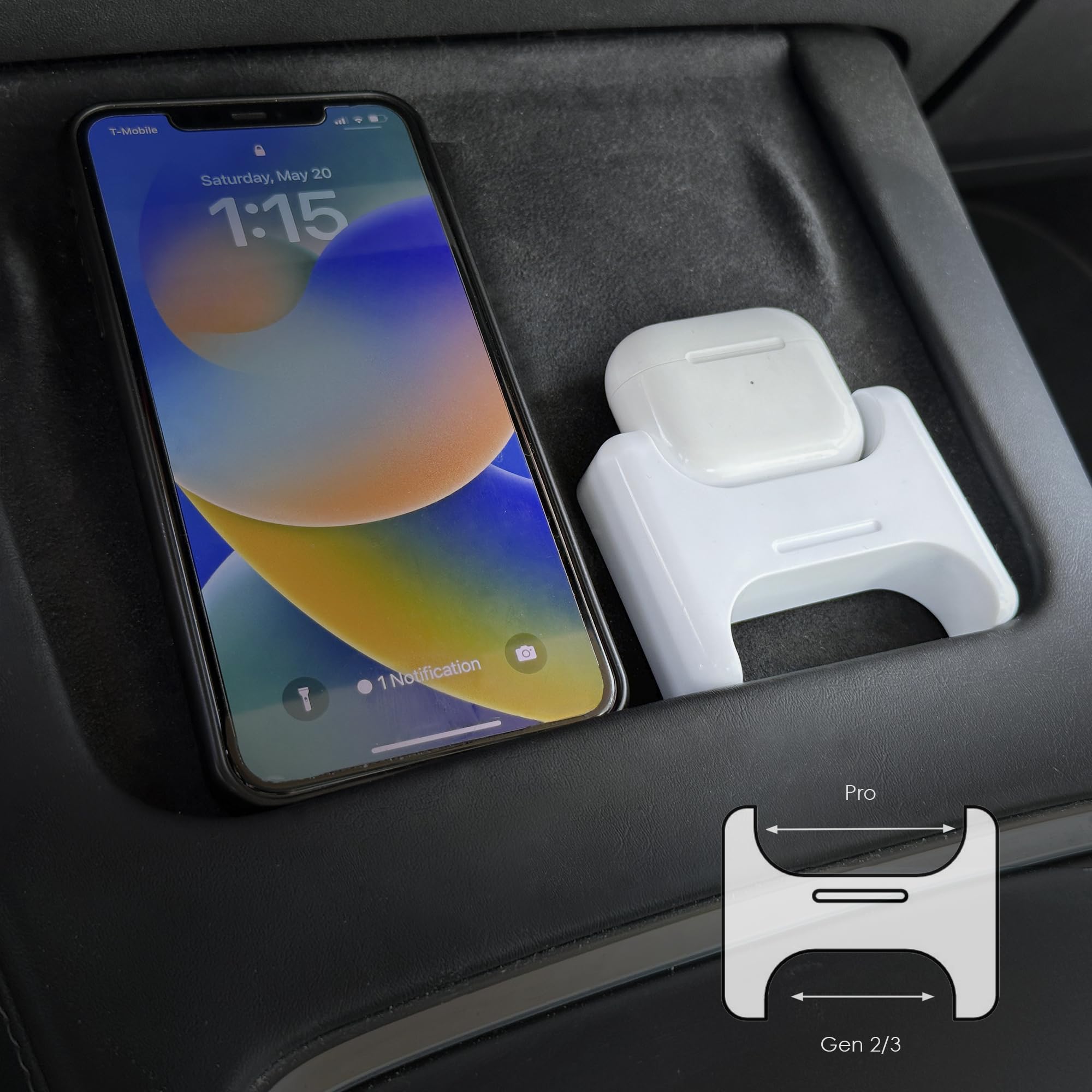Wireless Charging Mount for Tesla Model 3 & Y (2021-2023) | AirPods Pro/2nd/3rd Gen Compatible | Center Console Car Accessory | Fast Qi Charging Dock for iPhone & Android Phones | Perfect for Road Trips & Daily Commutes