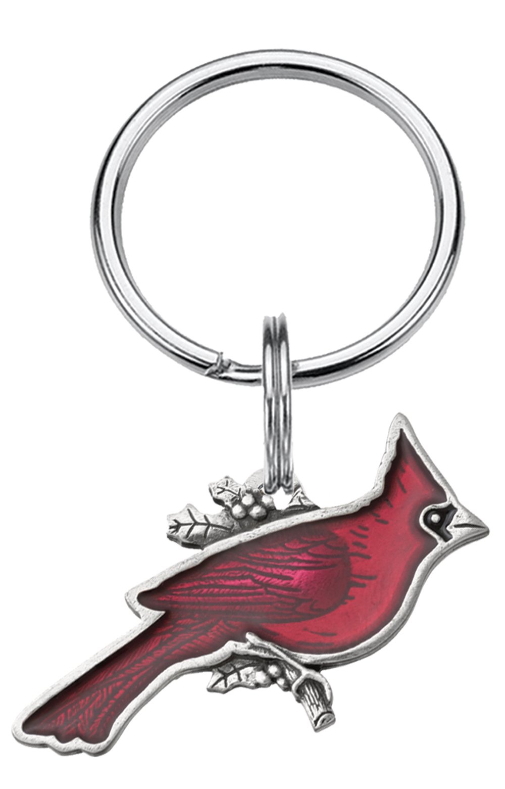 Handcrafted Pewter Red Cardinal Keychain - Winter Bird Keyring, 2” x 1.5” - Made in USA - Perfect Gift for Bird Lovers & Nature Enthusiasts