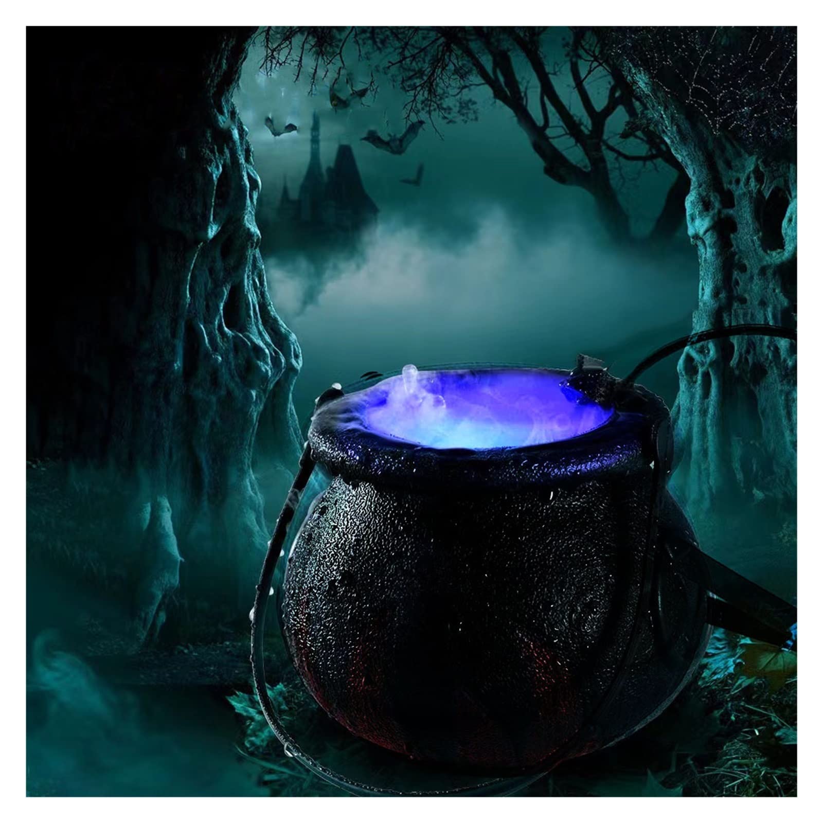 NIANE Halloween Mist Maker Fogger - Witch Cauldron Fog Machine with 12 Color Changing LED Lights for Spooky Decor (UK Plug) | Perfect for Halloween Parties, Haunted Houses & Themed Events
