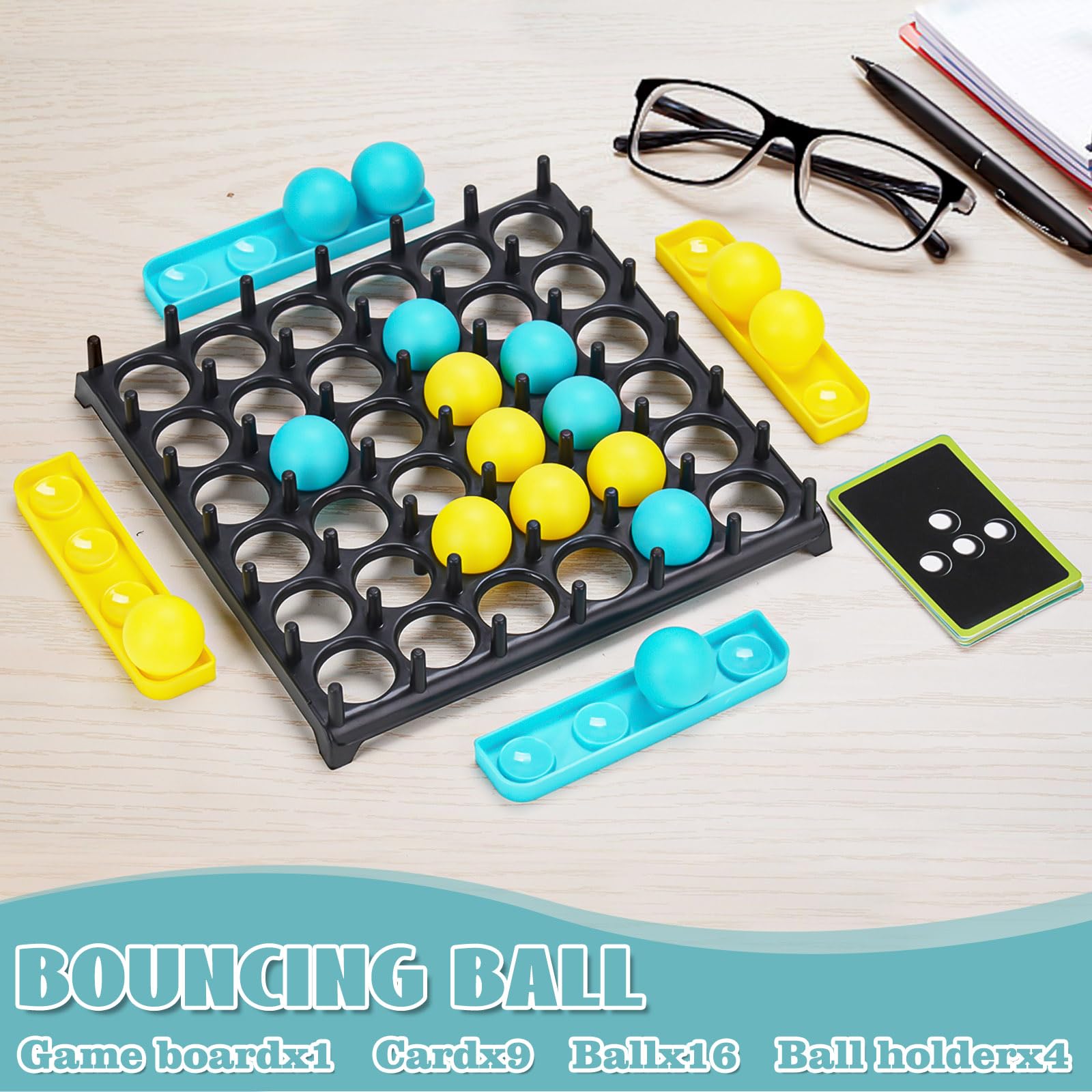 LANBOUY Bounce Ball Battle Game - Fun Tabletop Party Game for Adults & Kids - Family Board Game with Jumping Balls - Exciting Indoor Party Activity for Game Nights, Family Gatherings & Office Fun