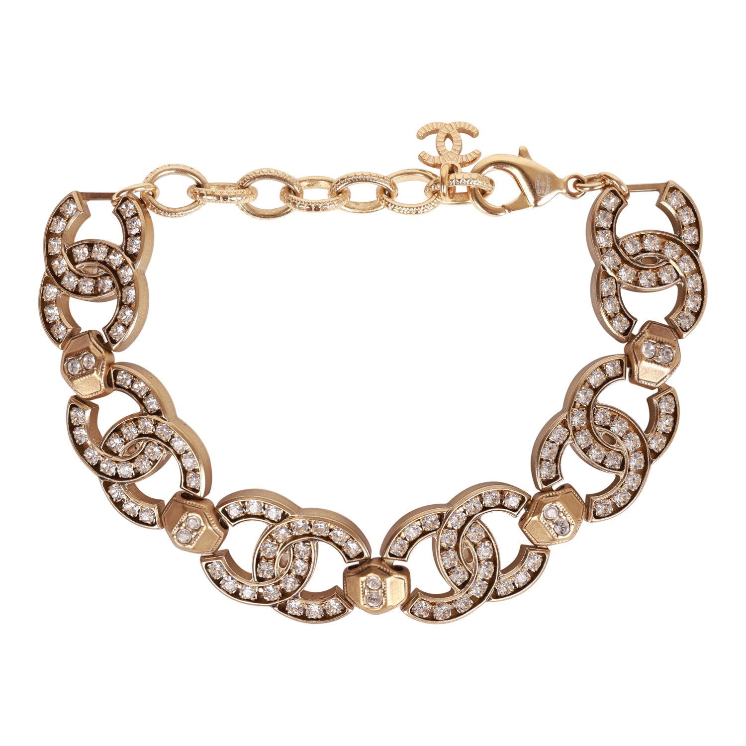 Chanel Crystal CC Gold Link Bracelet - Luxury Fashion Jewelry for Women, Elegant Gift for Her - Perfect for Parties, Weddings & Special Occasions