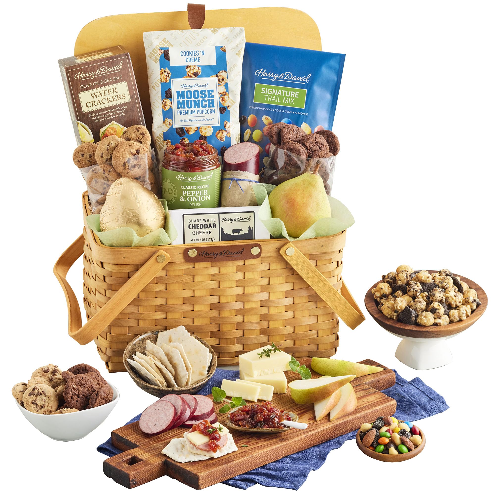 Harry & David Premium Gourmet Picnic Gift Basket with Pears, Cheese, Sausage & Crackers - Perfect for Outdoor Picnics, Camping & Holiday Gifting