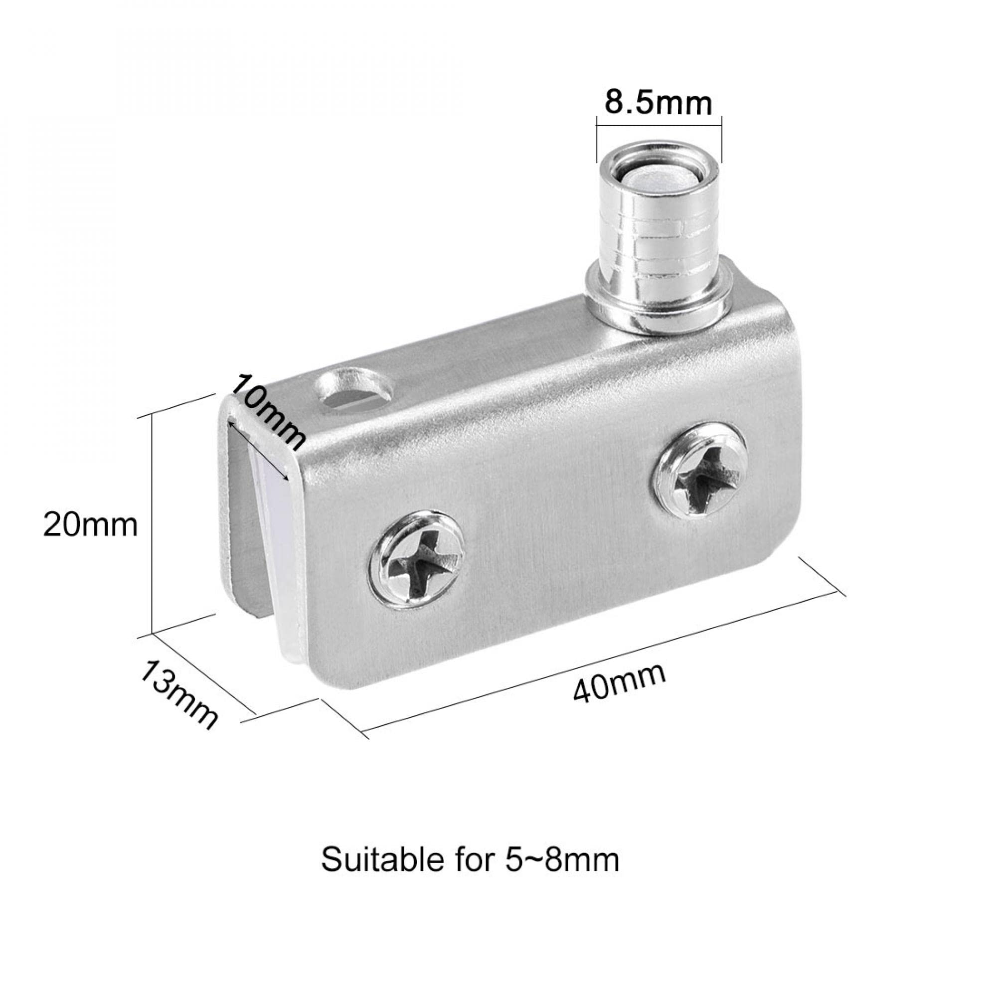 Stainless Steel Adjustable Glass Door Hinges Clamp - 5-8mm Thickness Cabinet Pivot Hinge Clip (1 Pair) - Perfect for Glass Cabinet Doors, Display Cases & Shower Enclosures