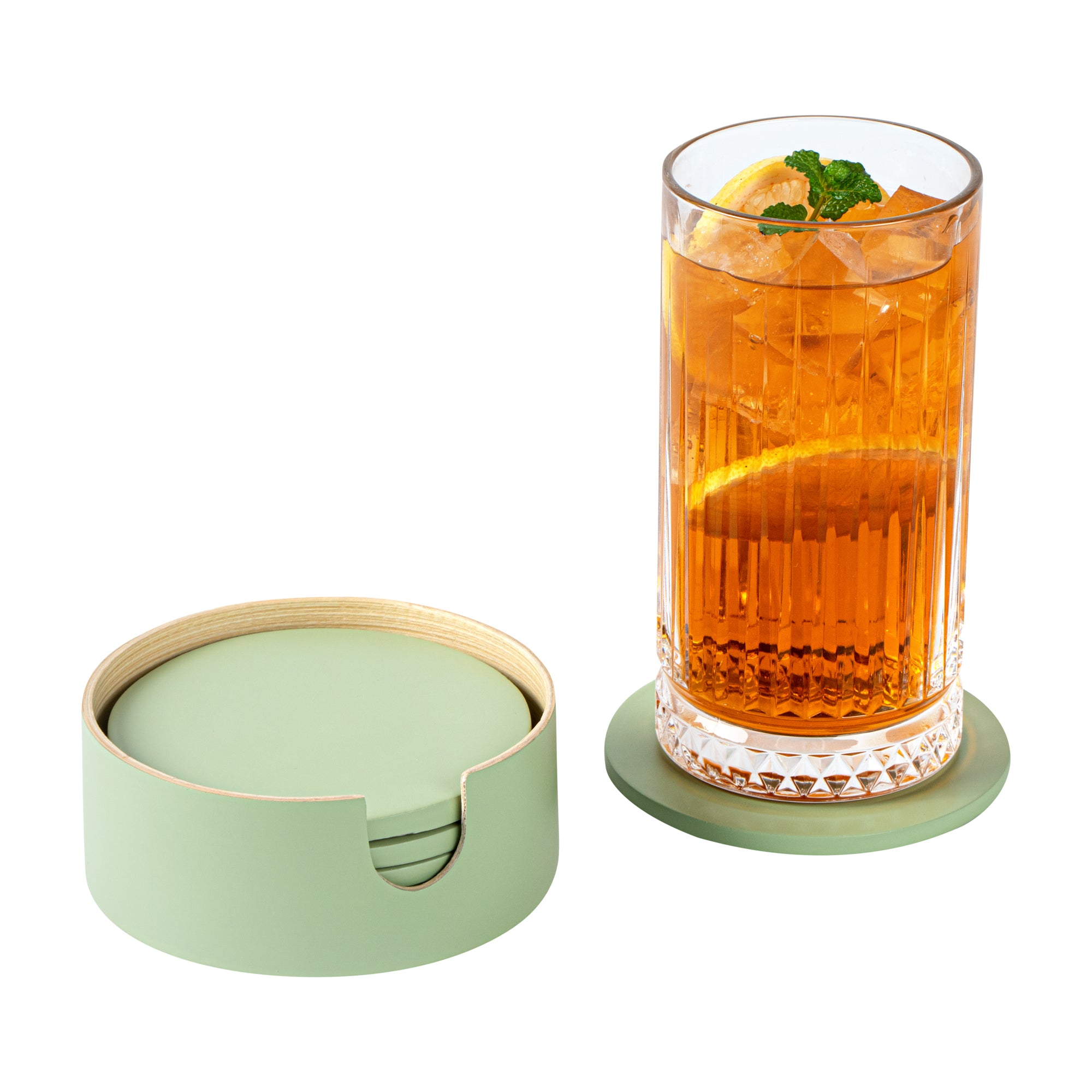 Bambuddha Eco-Friendly 6-Piece Green Bamboo Coaster Set with Holder - 4