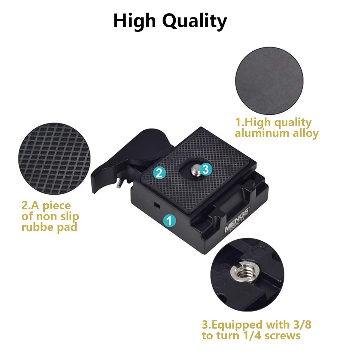 UTEBIT 323 RC2 Quick Release Plate - Compatible with Manfrotto 200PL-14 QR Plates, Rapid Connect Clamp Adapter with 1/4