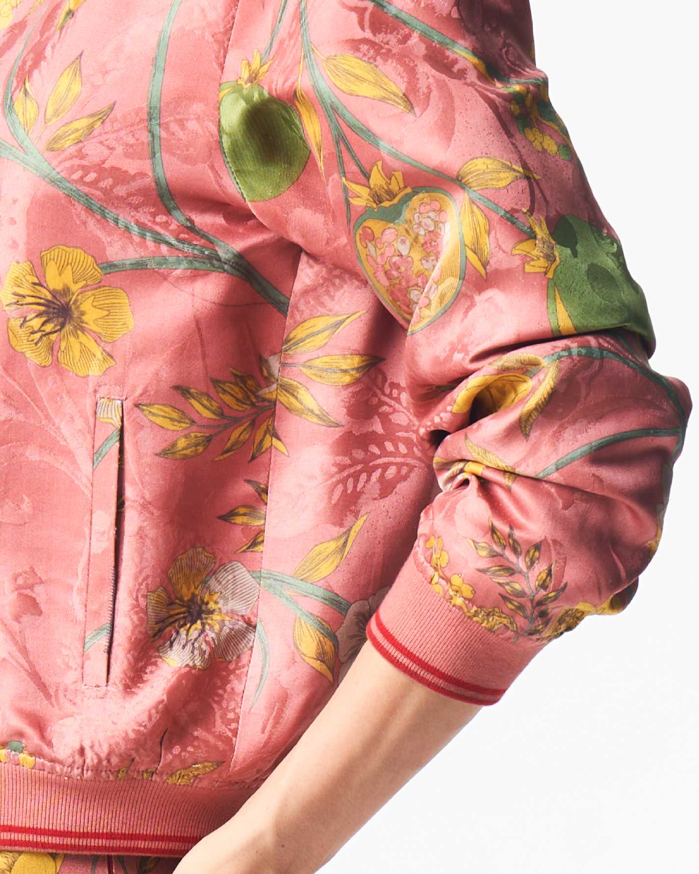 Janbaaz Men's Silk Bomber Jacket with Damask Rose Pattern - Stylish & Lightweight for Casual Wear & Night Out
