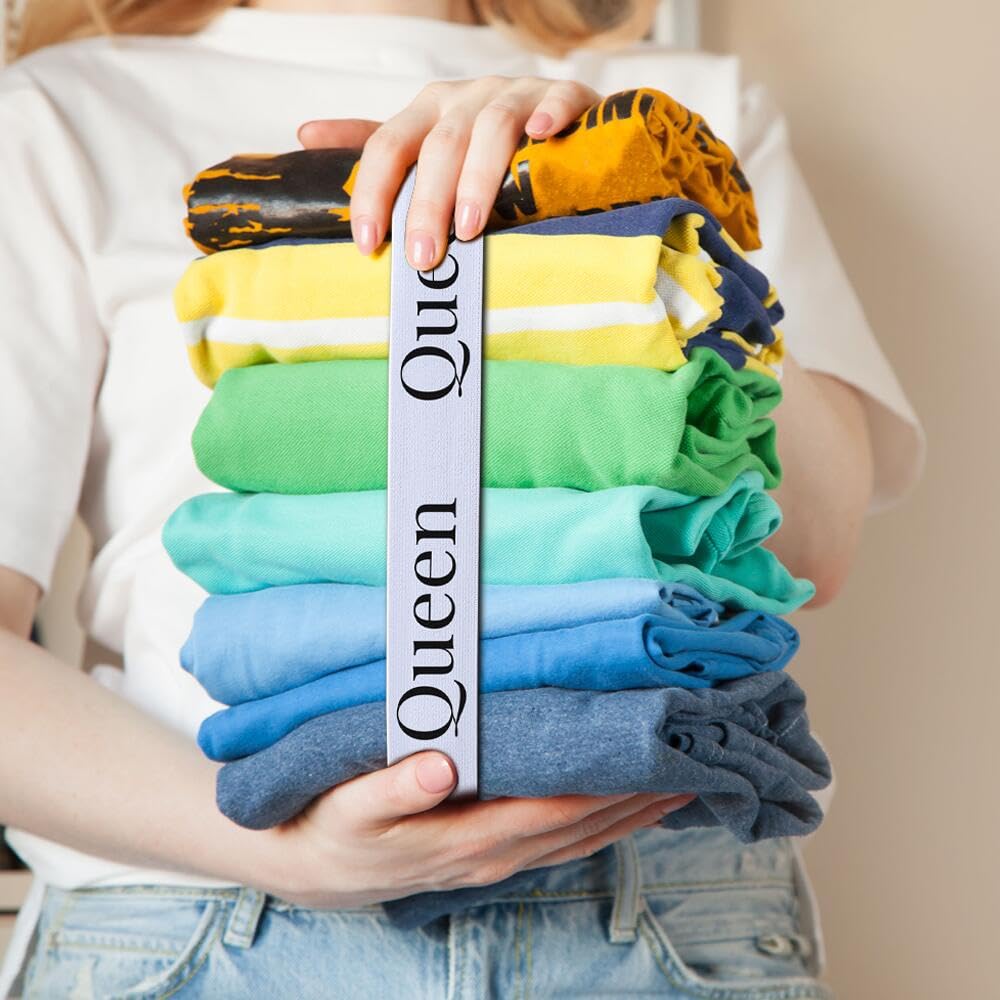 Elastic Bed Sheet Holder Straps - 4PCS Queen Size for Linen Closet Storage & Sheet Organization | Perfect for Fitted Sheet Storage, Bedding Organization & Travel Packing
