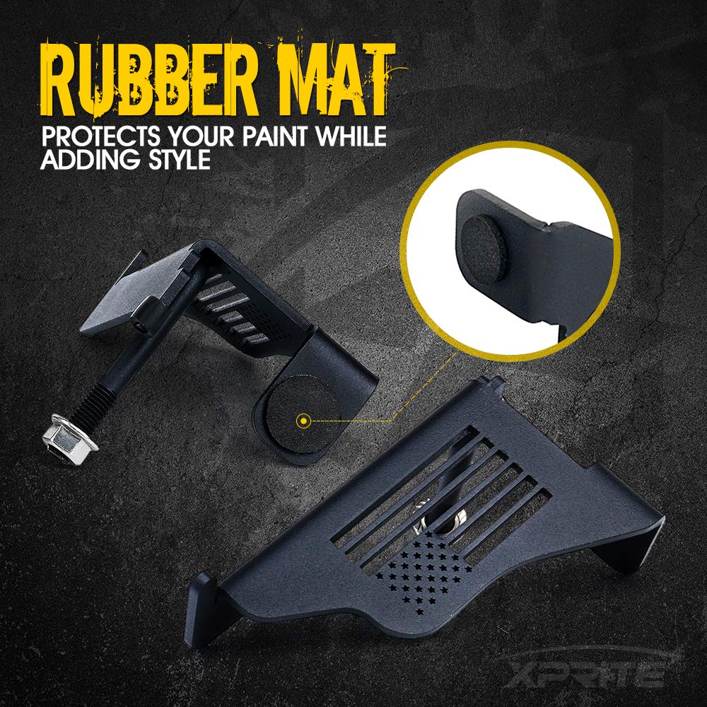 Xprite Wrangler JK JKU Foot Pegs - Heavy Duty Metal Steel Front Rest Pedals with US Flag Design - Compatible with 2007-2018 Jeep Wrangler (Pair) - Perfect for Off-Roading & Adventure Accessories