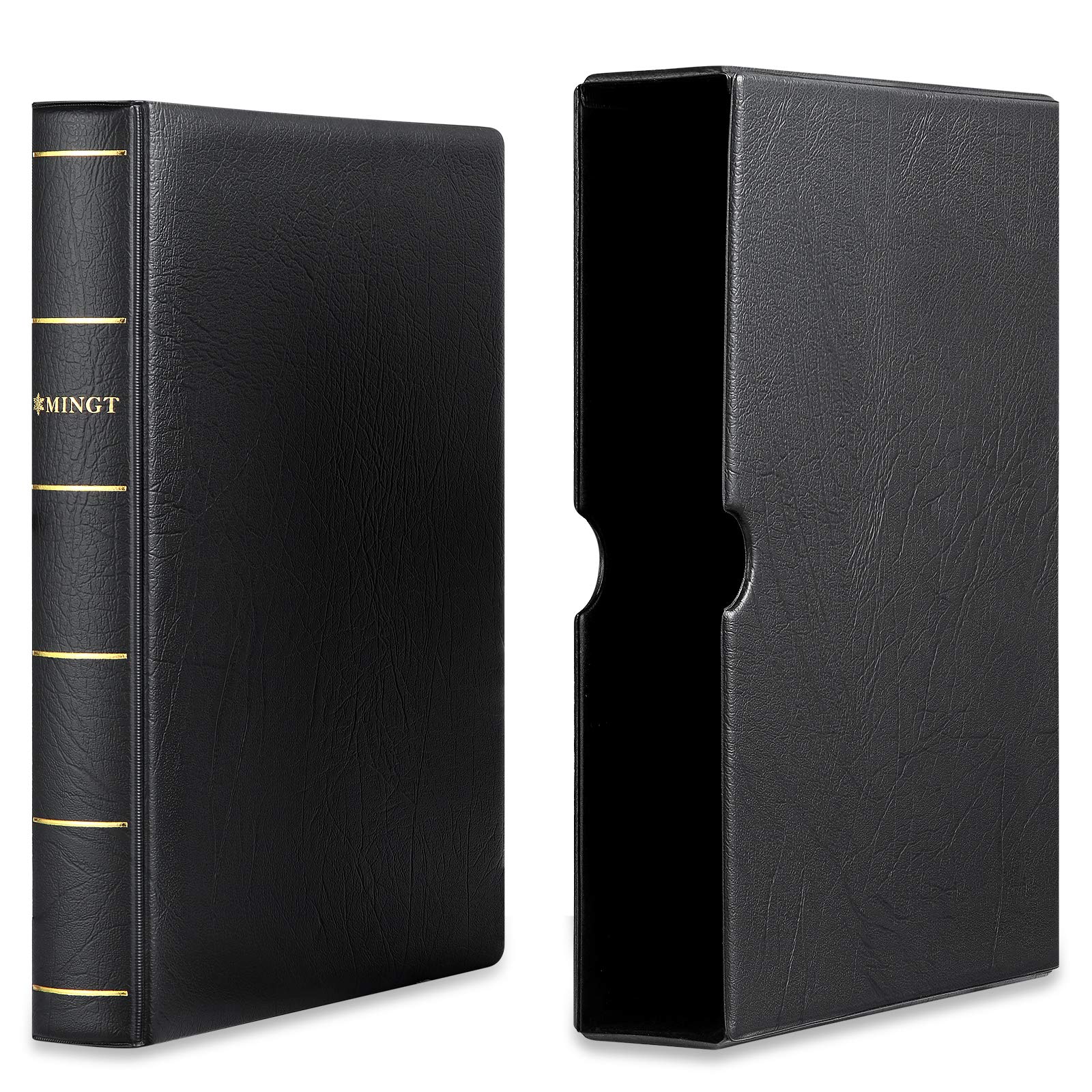 MUDOR 4 Ring Classic Stamp Binder - Empty Album Stockbook for Collecting Stamps, Documents, Coins & Banknotes | Durable Black Binder for Organizing & Displaying Valuable Collections | Perfect for Hobbyists, Collectors & Archivists