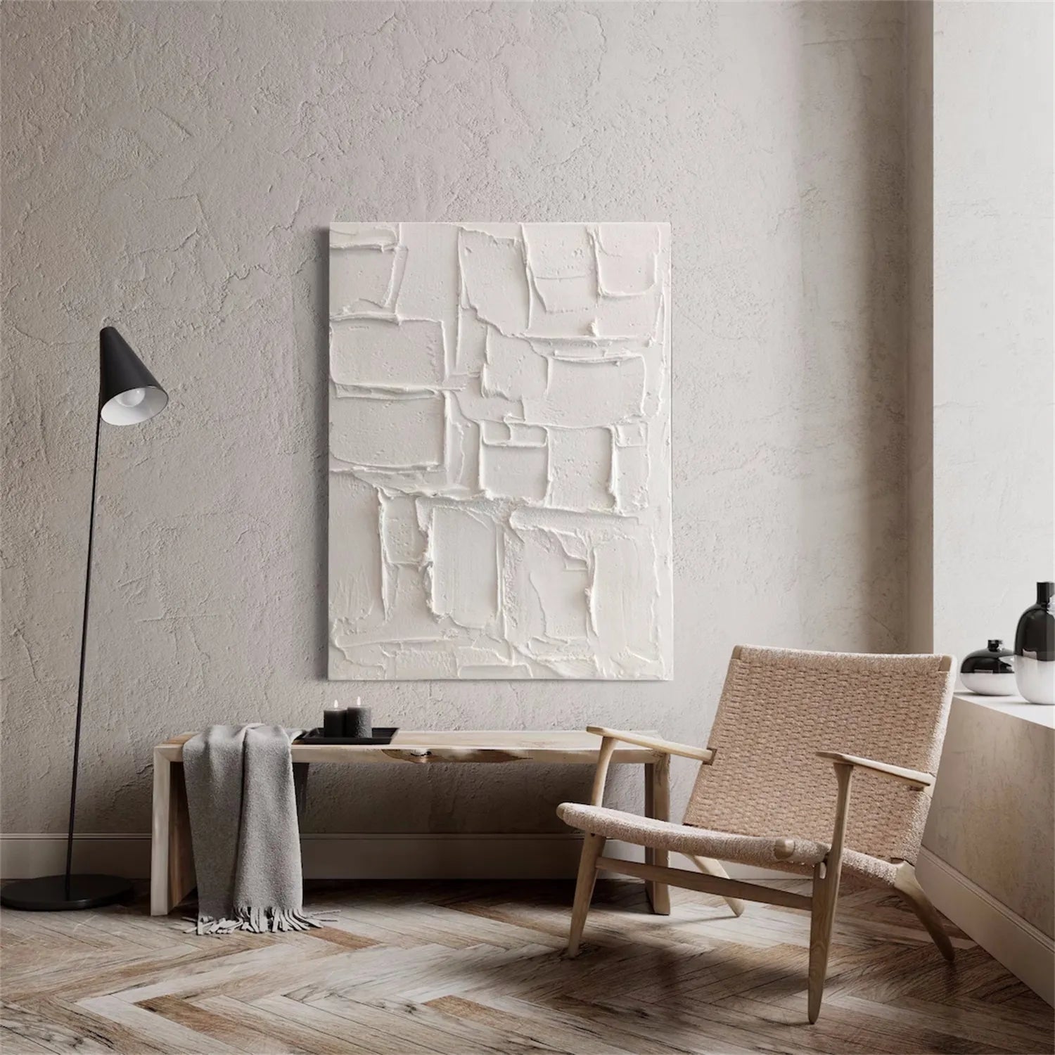 Minimalist Textured Plaster Art Painting - Modern Abstract Wall Decor for Living Room, Bedroom & Office | #MM282