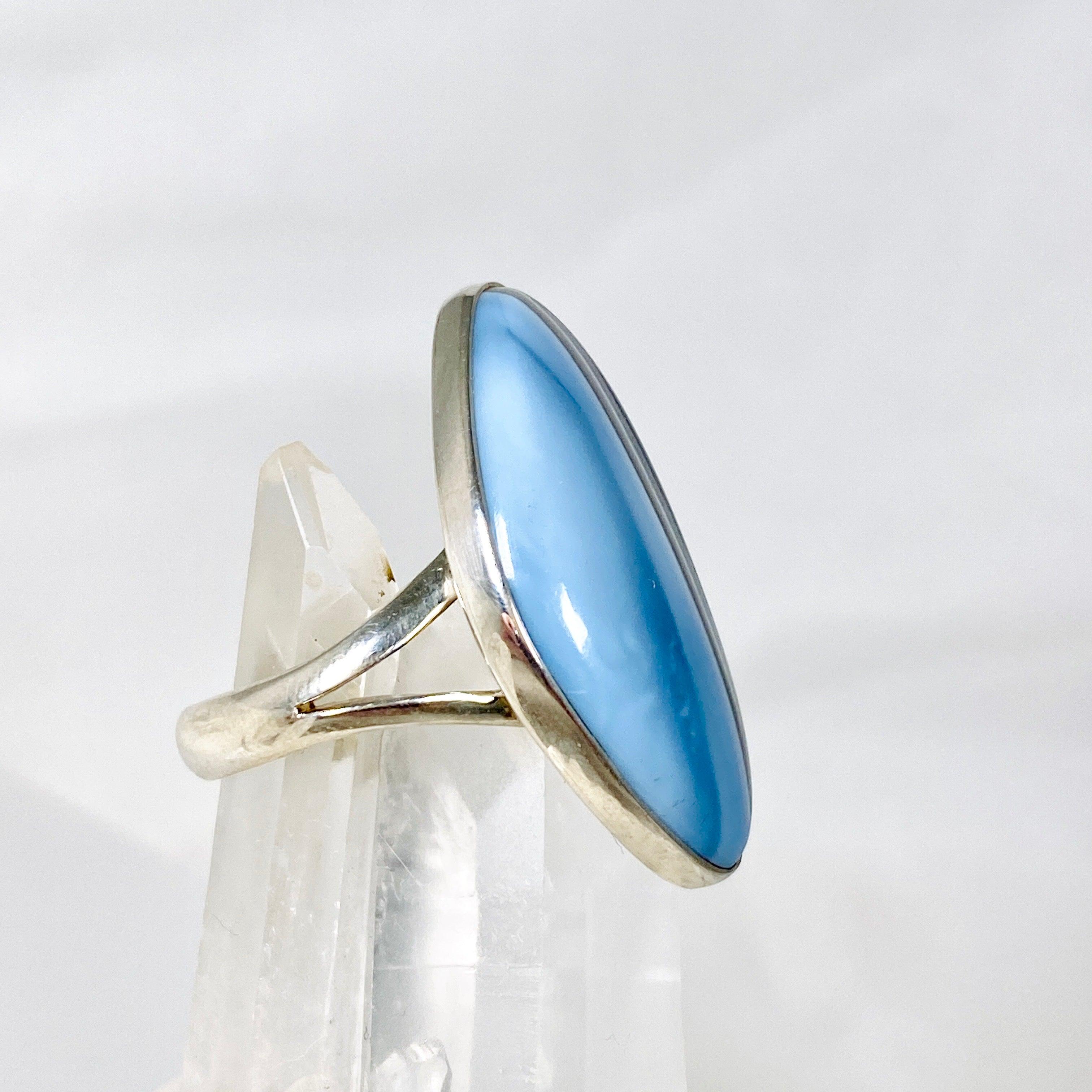 Owyhee 'Blue Opal' Freeform Sterling Silver Ring Size 9 - KRGJ2327 | Handmade Bohemian Jewelry for Women, Perfect for Weddings & Special Occasions