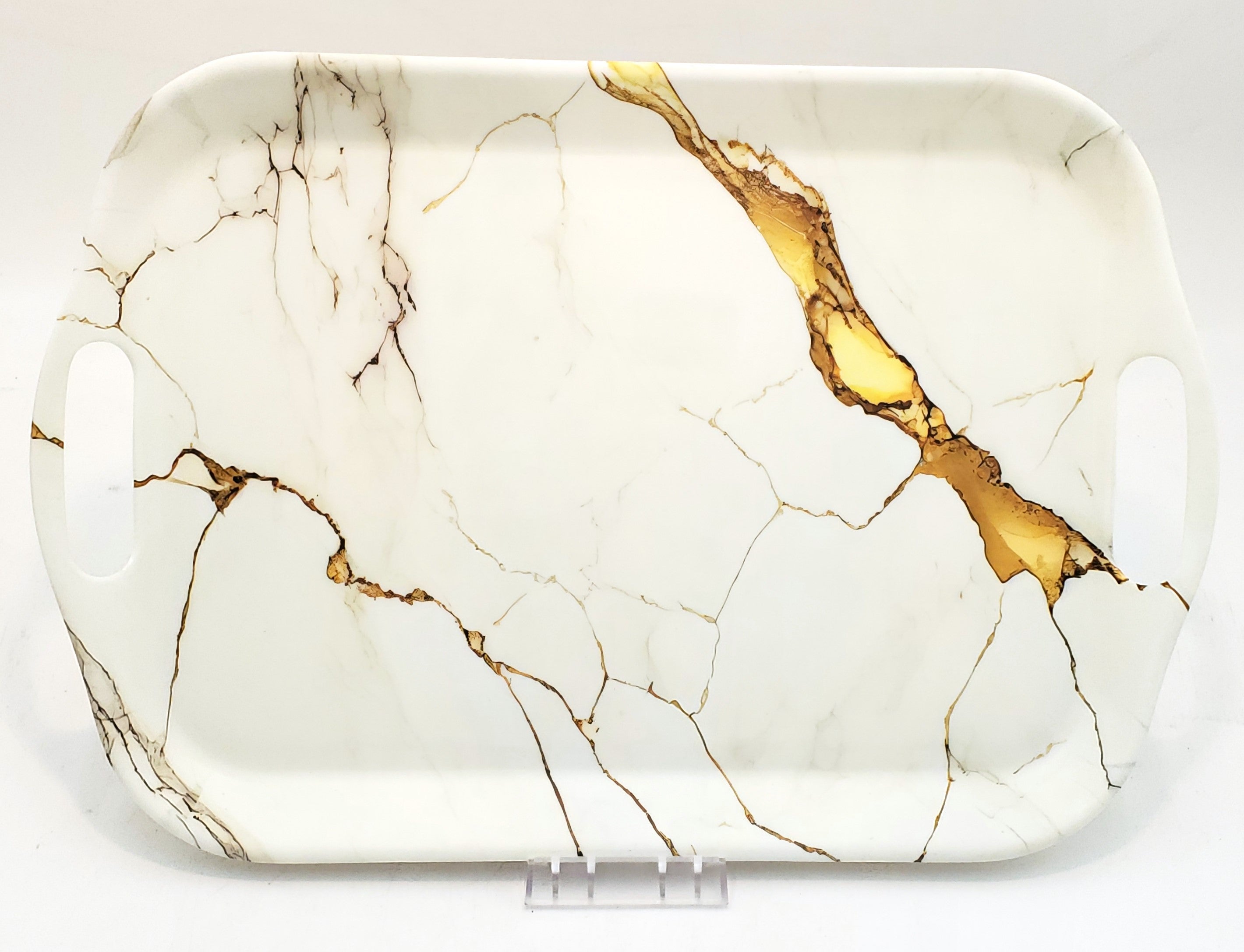 17x12 Inch Gold Marble Melamine Tray - Elegant Serving Tray for Parties, Dining & Home Decor