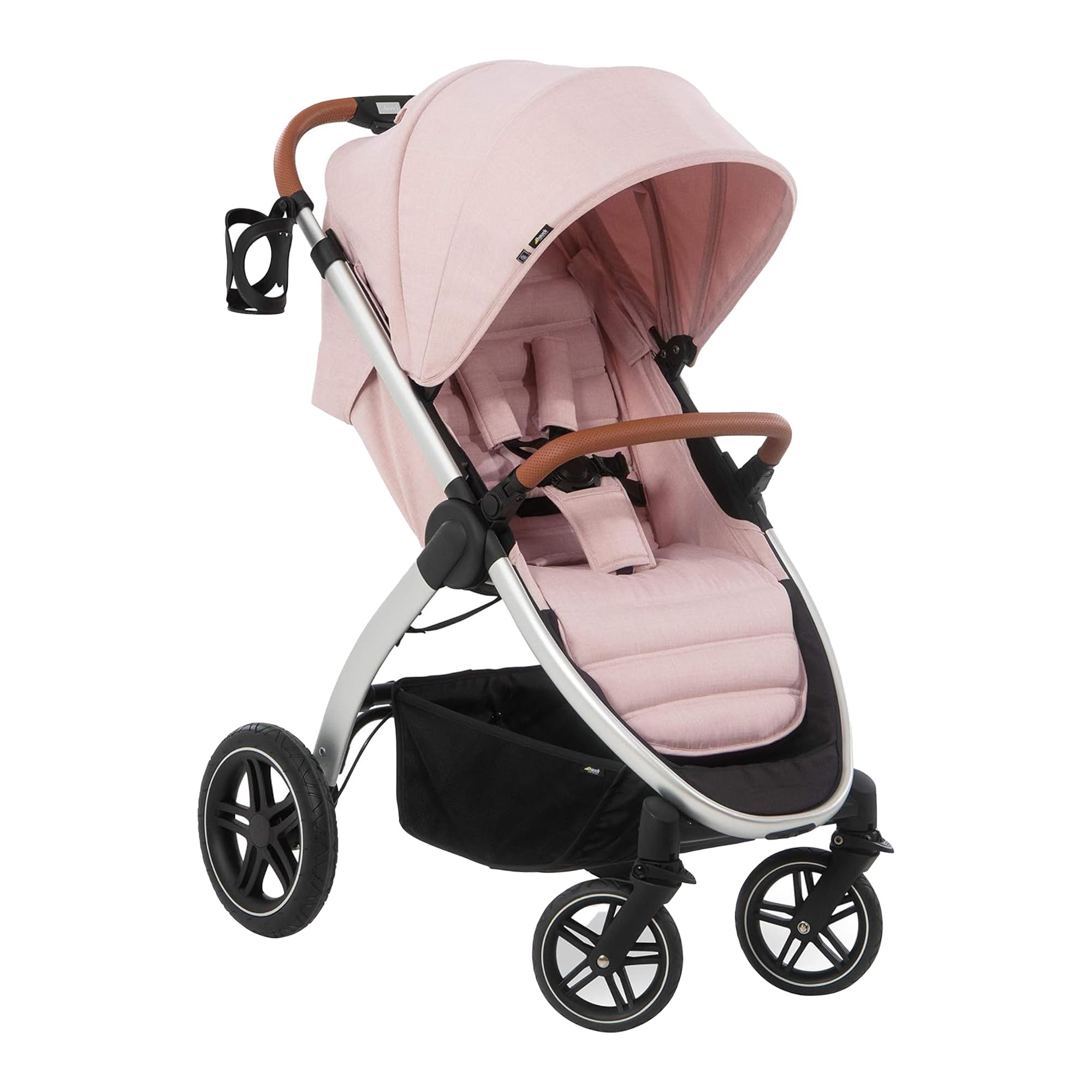 Hauck Uptown Deluxe Stroller - Lightweight Compact Foldable Baby Stroller with One-Hand Fold, Full Recline, Adjustable Handle Height & Cup Holder - Supports Up to 55 lbs - Melange Rose - Perfect for City Walks, Shopping & Travel