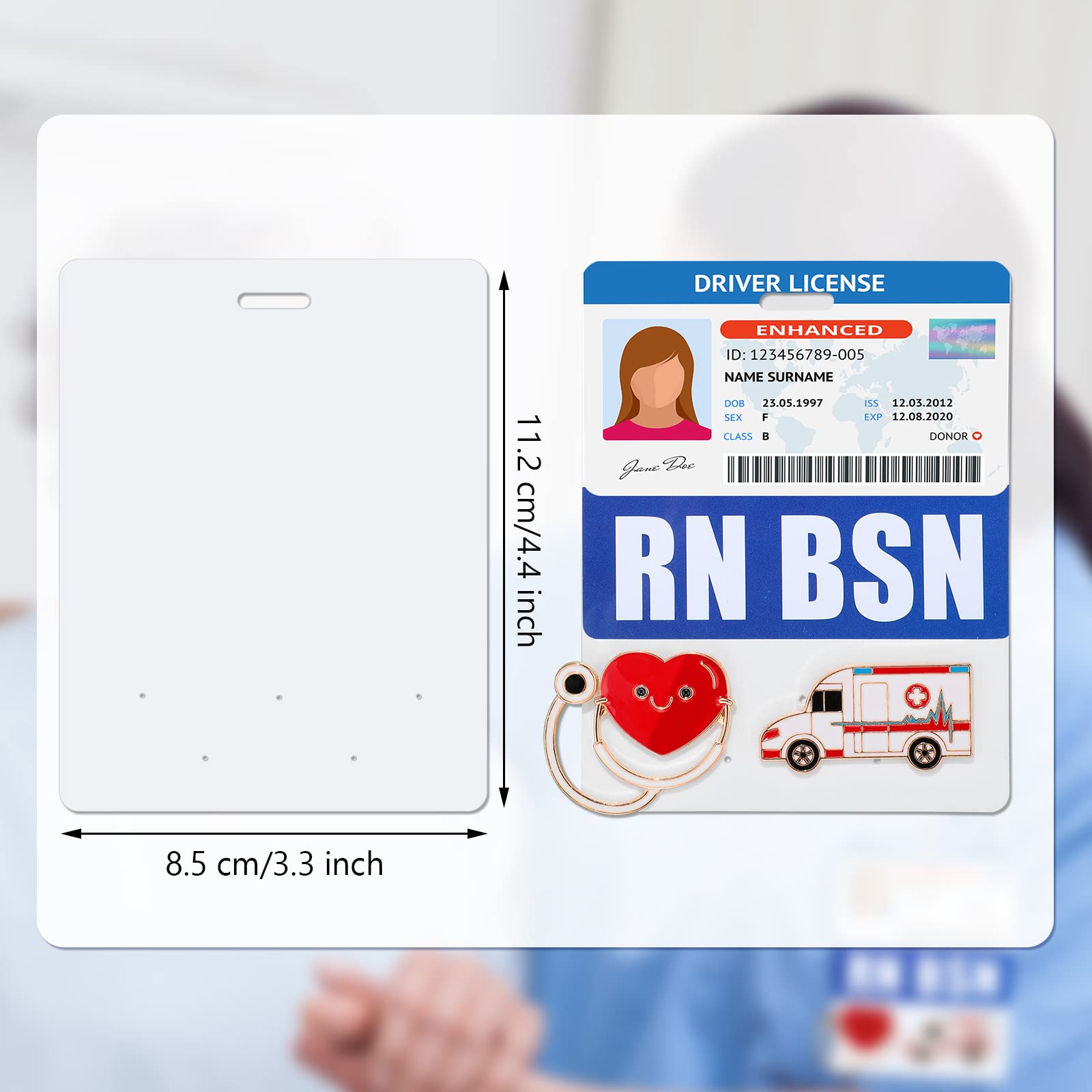 10-Pack Blank White Badge Buddy Pin Holders for Nursing Pins - Horizontal ID Card Display for Nurses, Doctors & Medical Students - Perfect for Hospital Shifts, Clinical Rotations & Healthcare Conferences
