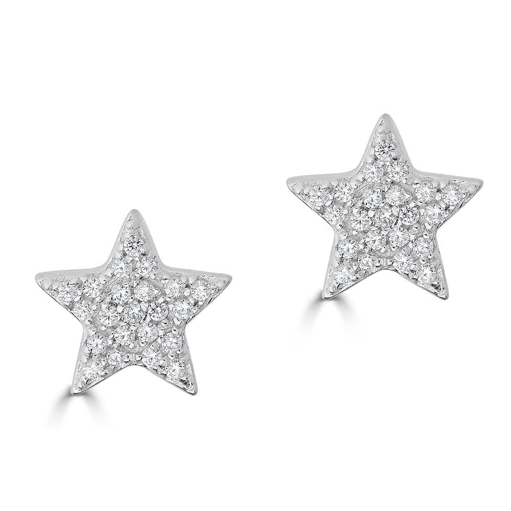14K Gold 0.10 CTW Diamond Star Stud Earrings for Women - Dainty Everyday Jewelry Gift for Birthday, Anniversary & Special Occasions