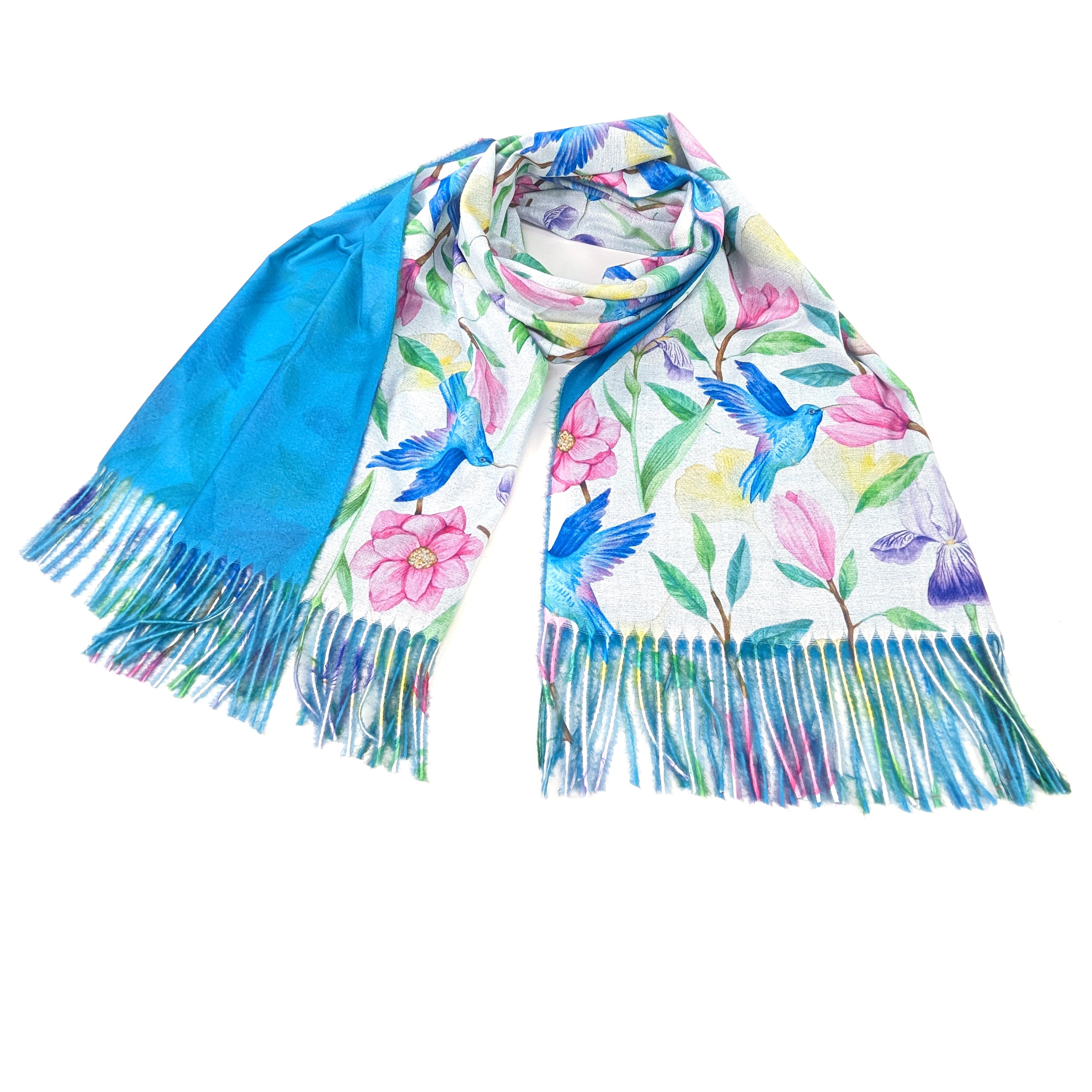 Tropical Hummingbird Pashmina Scarf - Soft Lightweight Wrap Shawl (70x180cm) for Women - Perfect for Travel, Beach Cover-Up, and Evening Outfits