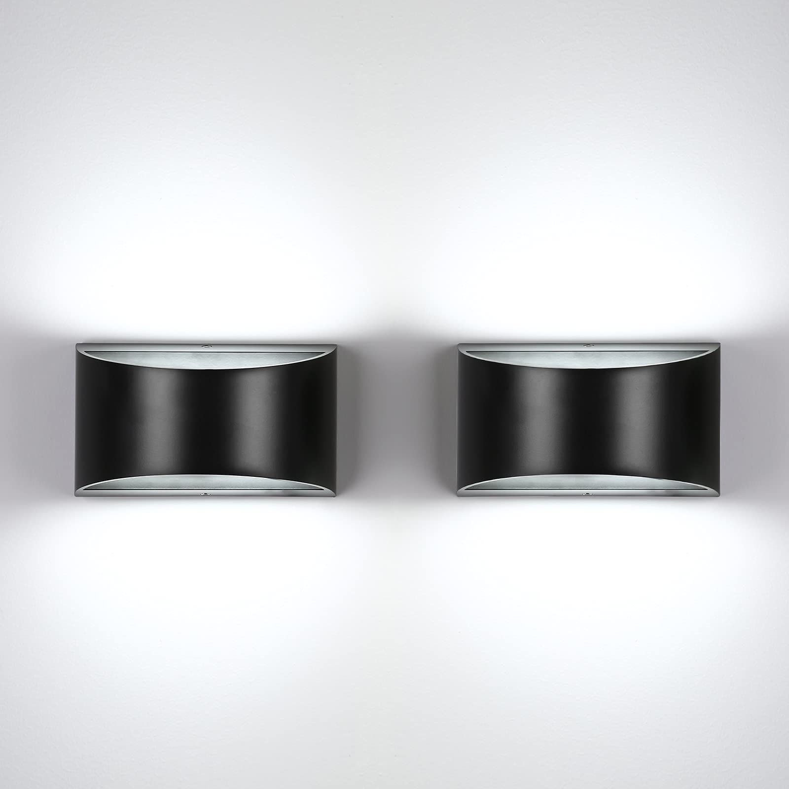 Lightess Dimmable LED Wall Sconce Set of 2 - Modern Aluminum Wall Lights for Bedroom, Living Room & Hallway - 12W Cool White - Perfect for Ambient Lighting and Space-Saving Home Decor