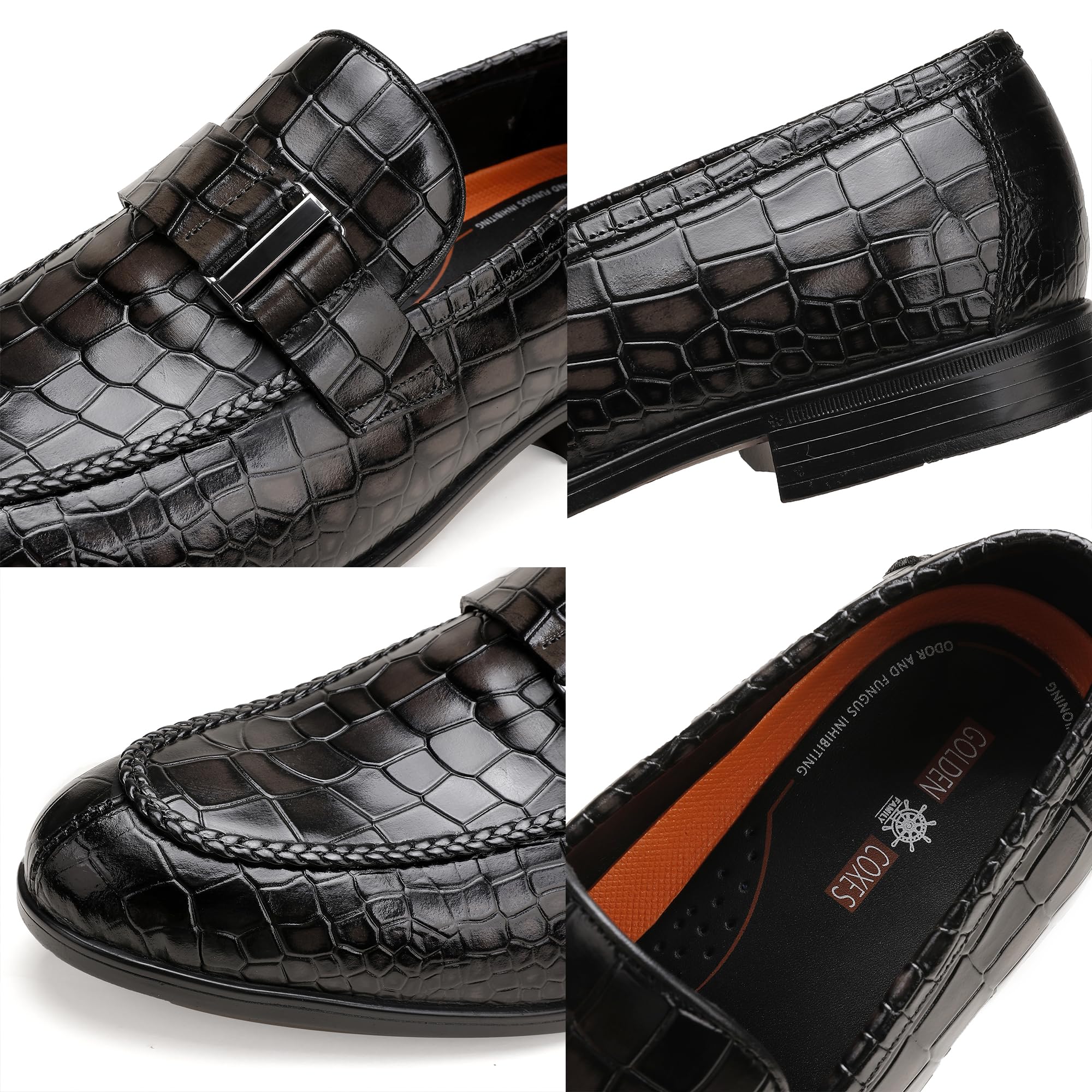 Men's Classic Leather Penny Loafers - Fashion Crocodile Print Business Dress Slip-On Shoes | Comfortable & Stylish for Office, Casual Wear & Formal Occasions