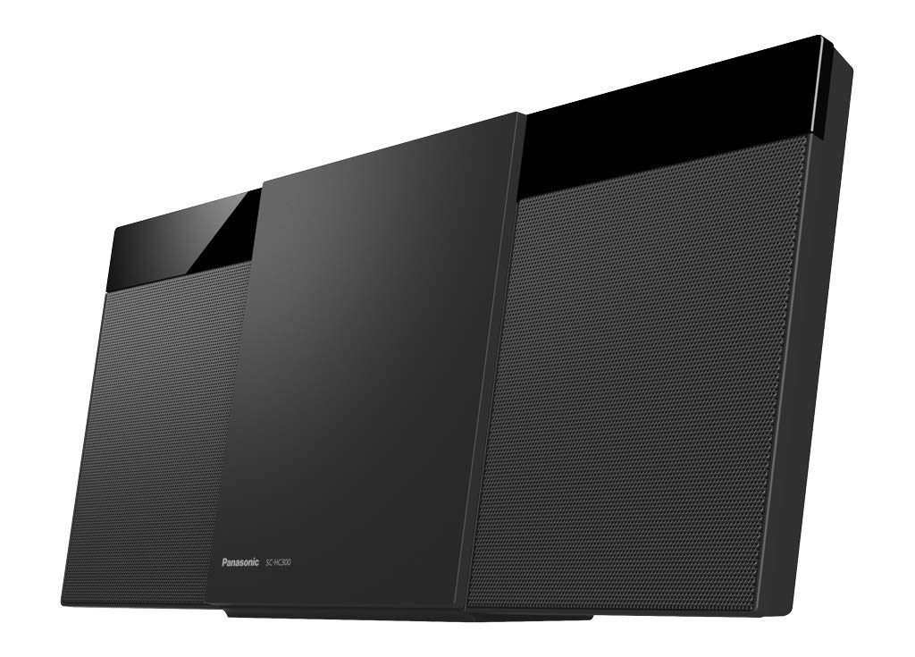 Panasonic SCHC300K Wall-Mountable Compact Stereo System with AUX-in Auto Play, Bluetooth & USB - Perfect for Bedroom, Office or Small Spaces - Black