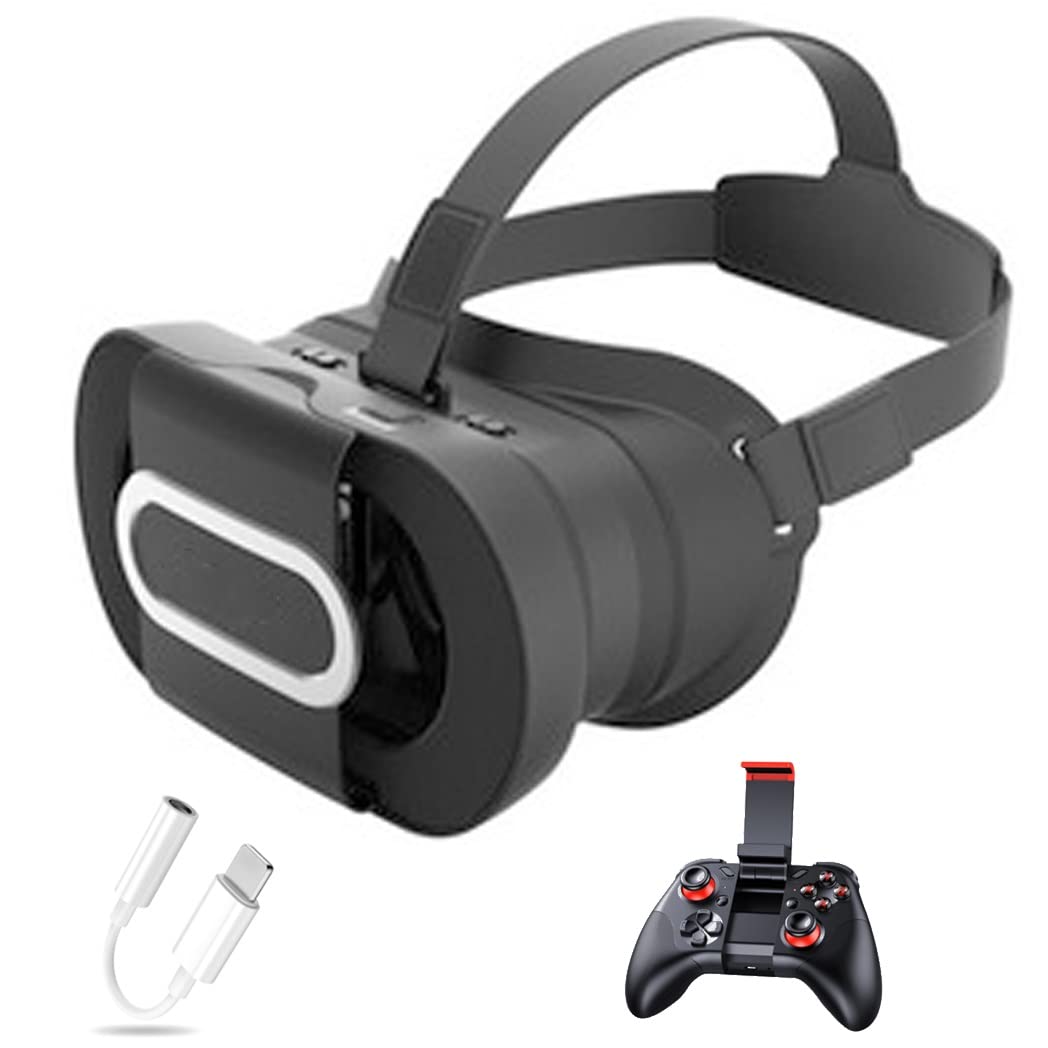 NWGP Virtual Reality Headset with Controller - 3D VR Goggles for iPhone 13 Pro Max/13 Pro/13/12/11, Samsung Galaxy S21, Huawei & Xiaomi - Immersive Gaming & Movie Experience for Smartphones
