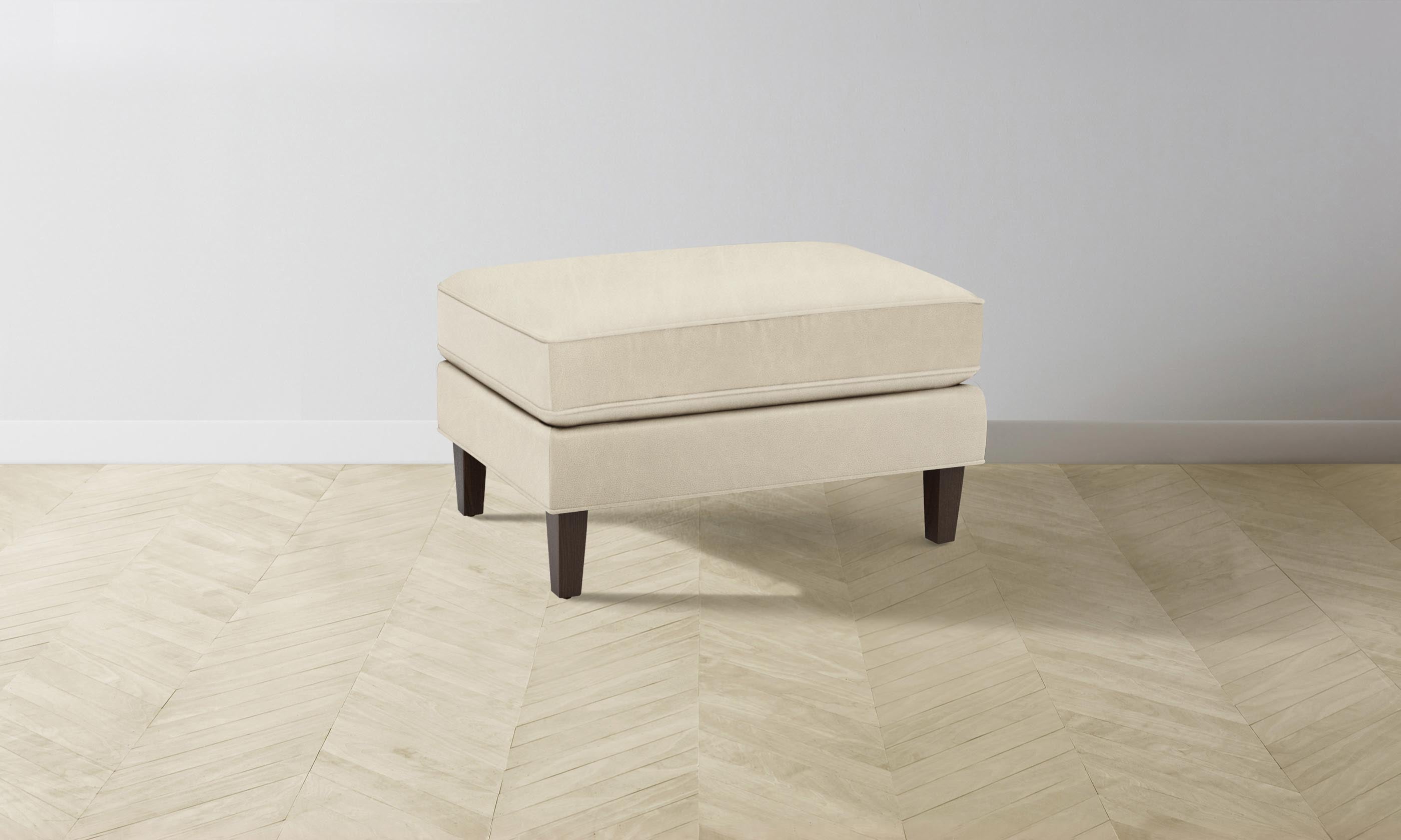 Premium Crosby Ottoman - Genuine Tuscan Leather in Bisque, Stylish Footrest & Accent Chair for Living Room, Bedroom, or Office Decor