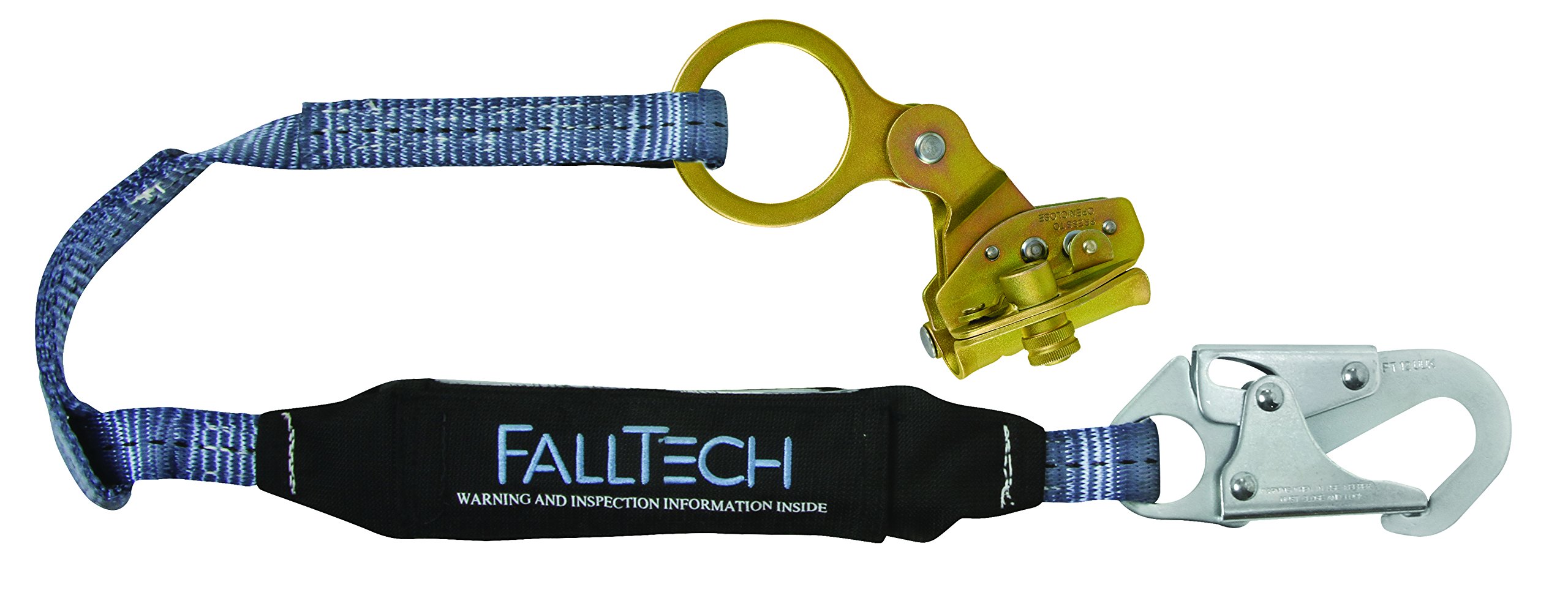 Falltech Hinged Trailing Rope Adjuster with 3' Lanyard - Safety Harness Accessory for Construction & Roofing Work