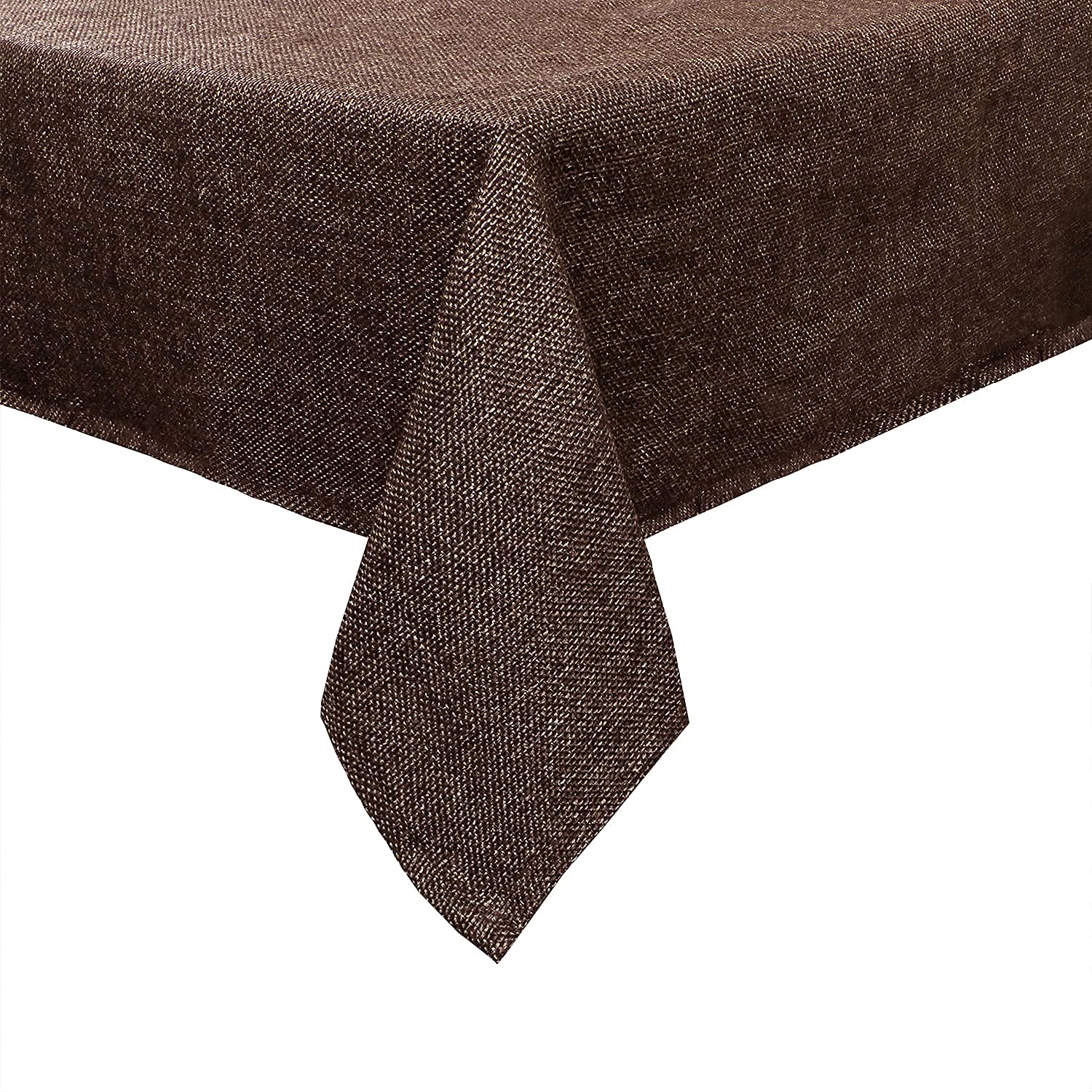 Kuber Industries 4-Seater Dining Table Cover - Dark Brown Jute Tablecloth with Solid Design | Waterproof & Durable for Indoor/Outdoor Use | Perfect for Dining Room, Patio, or Picnic