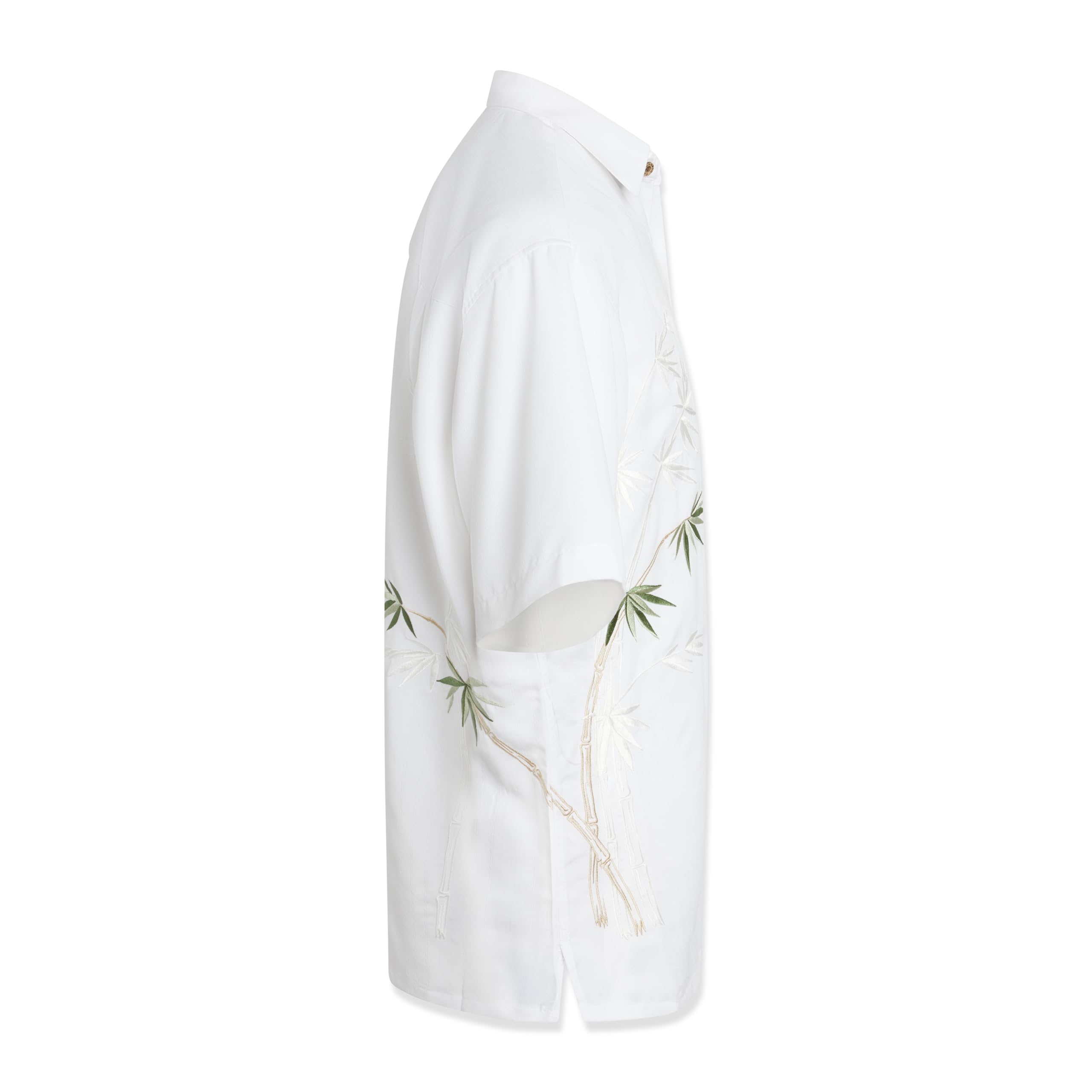 Bamboo Cay Men's Short Sleeve Casual Shirt - Embroidered Woven Flying Bamboo Design - Perfect for Summer Outings, Beach Vacations & Casual Wear