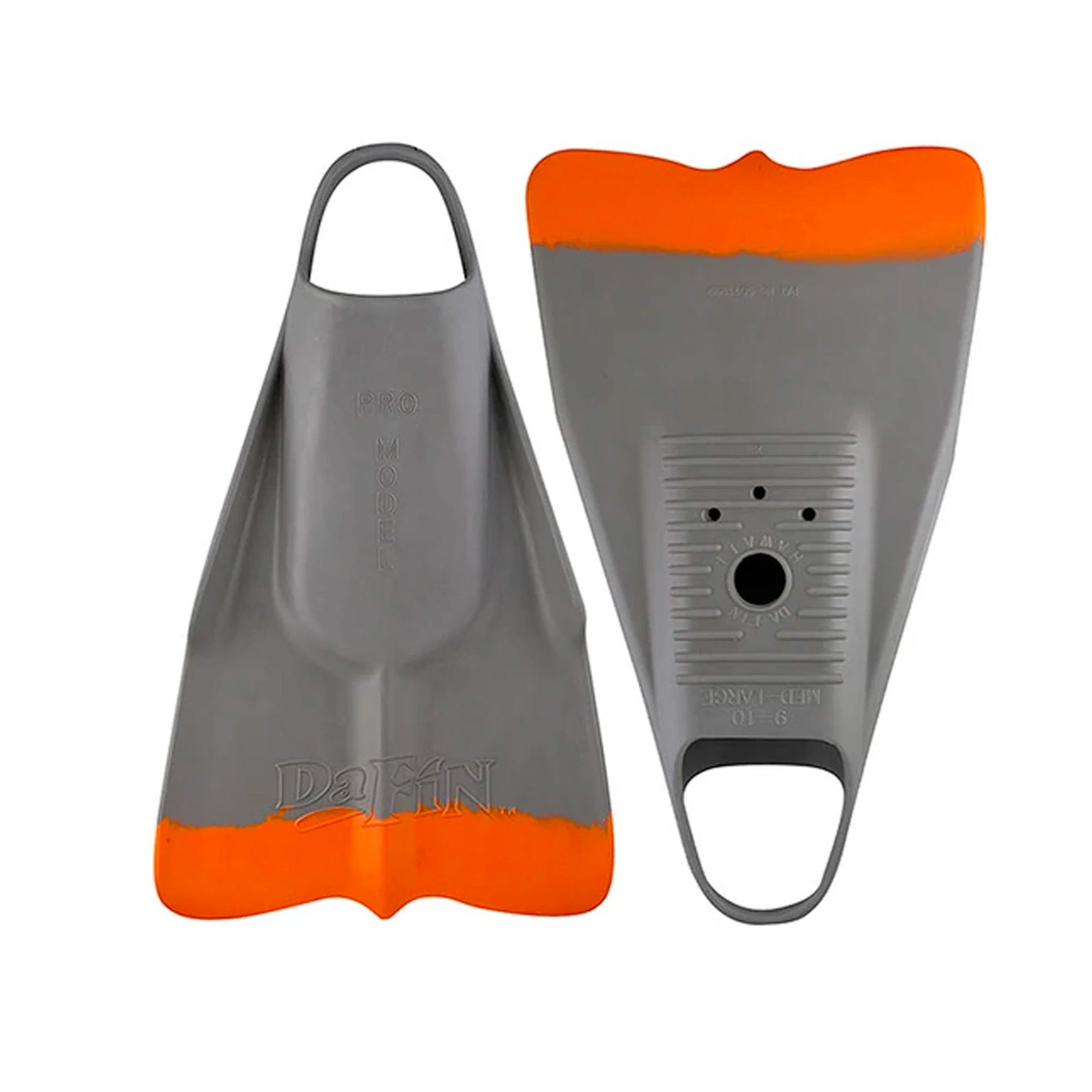 DaFin Pro Classic Swim Fins - Premium Swimming Flippers for Adults & Kids - Comfortable & Durable Grey/Orange Fins - Perfect for Lap Swimming, Snorkeling & Water Aerobics