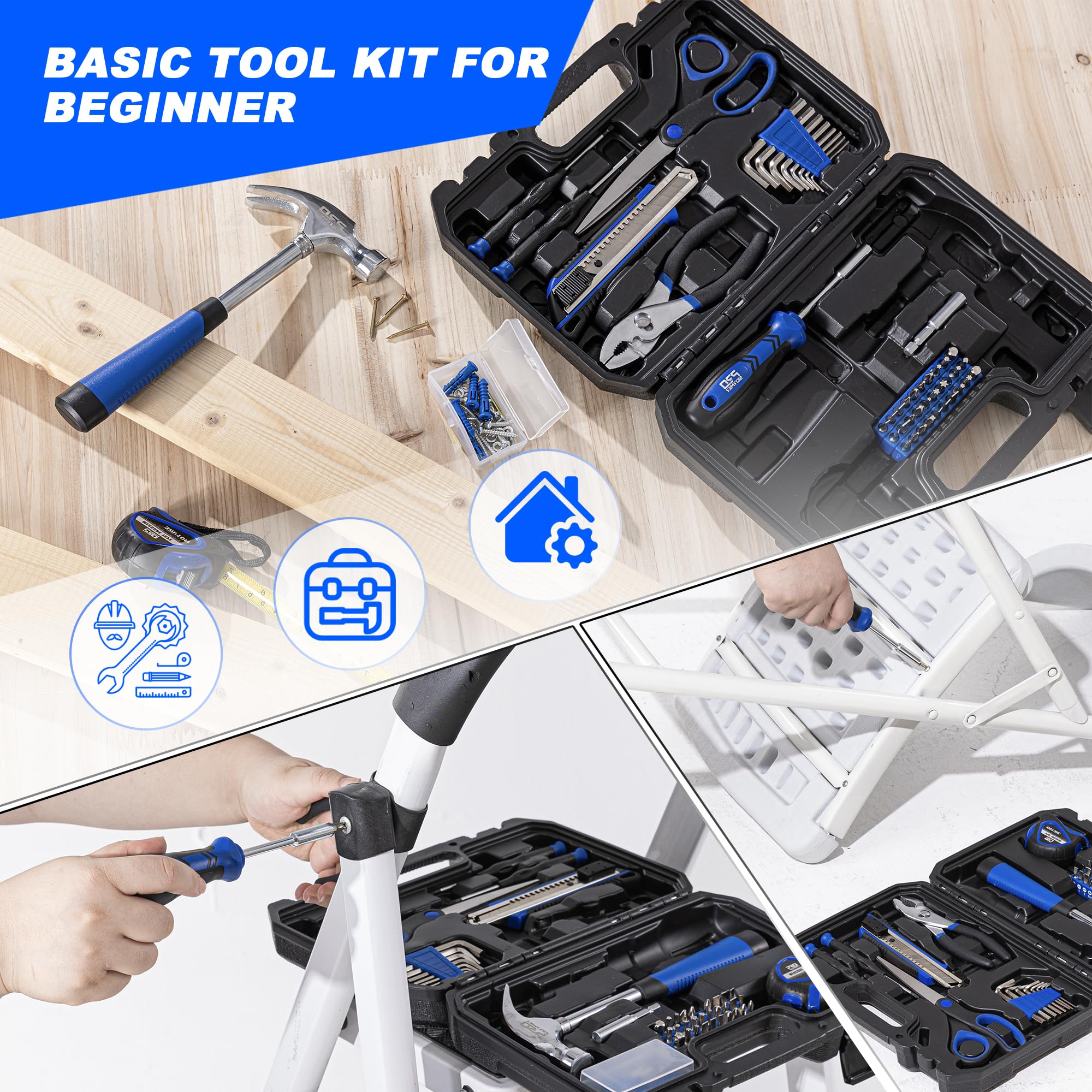 Prostormer 93-Piece Tool Kit with Toolbox - Complete Household Repair Tool Set for Homeowners & Students | Perfect for DIY Projects, Apartment Maintenance & College Dorm Essentials