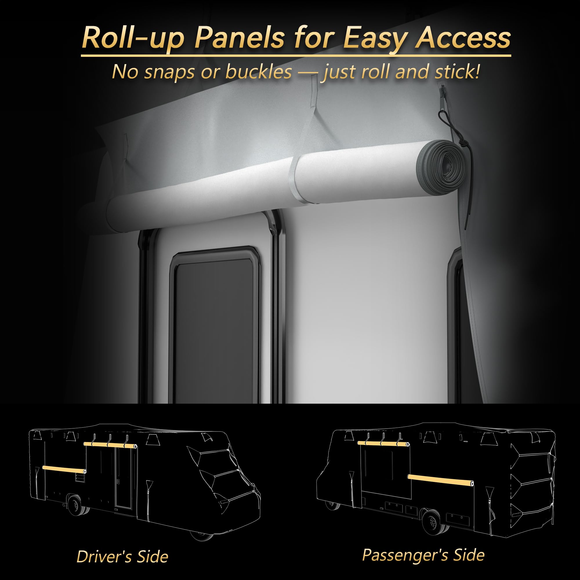 Oxford Fabric Class C RV Cover 29'-32' Waterproof, Rip-Resistant, Anti-UV Motorhome Camper Cover for Winter Snow Protection - Includes Jack Cover, 4 Tire Covers & Gutter Covers | Perfect for Outdoor Storage, Winter Weather & Long-Term Vehicle Protection