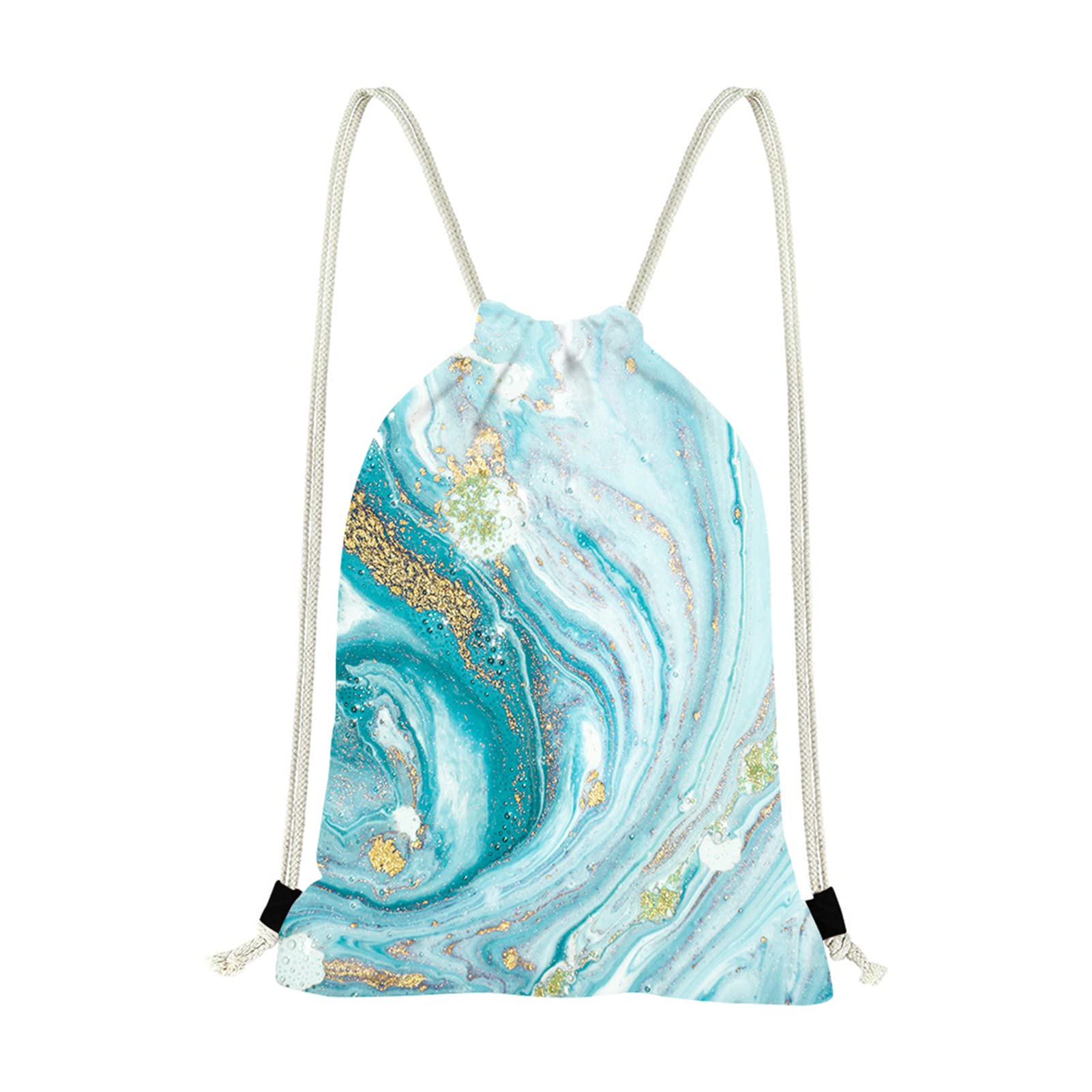 GLENLCWE Green Marble Print Gym Backpack - Drawstring Cinch Bag for Women, Men & Kids | Durable Sports Bag for Gym, Yoga, Travel & School
